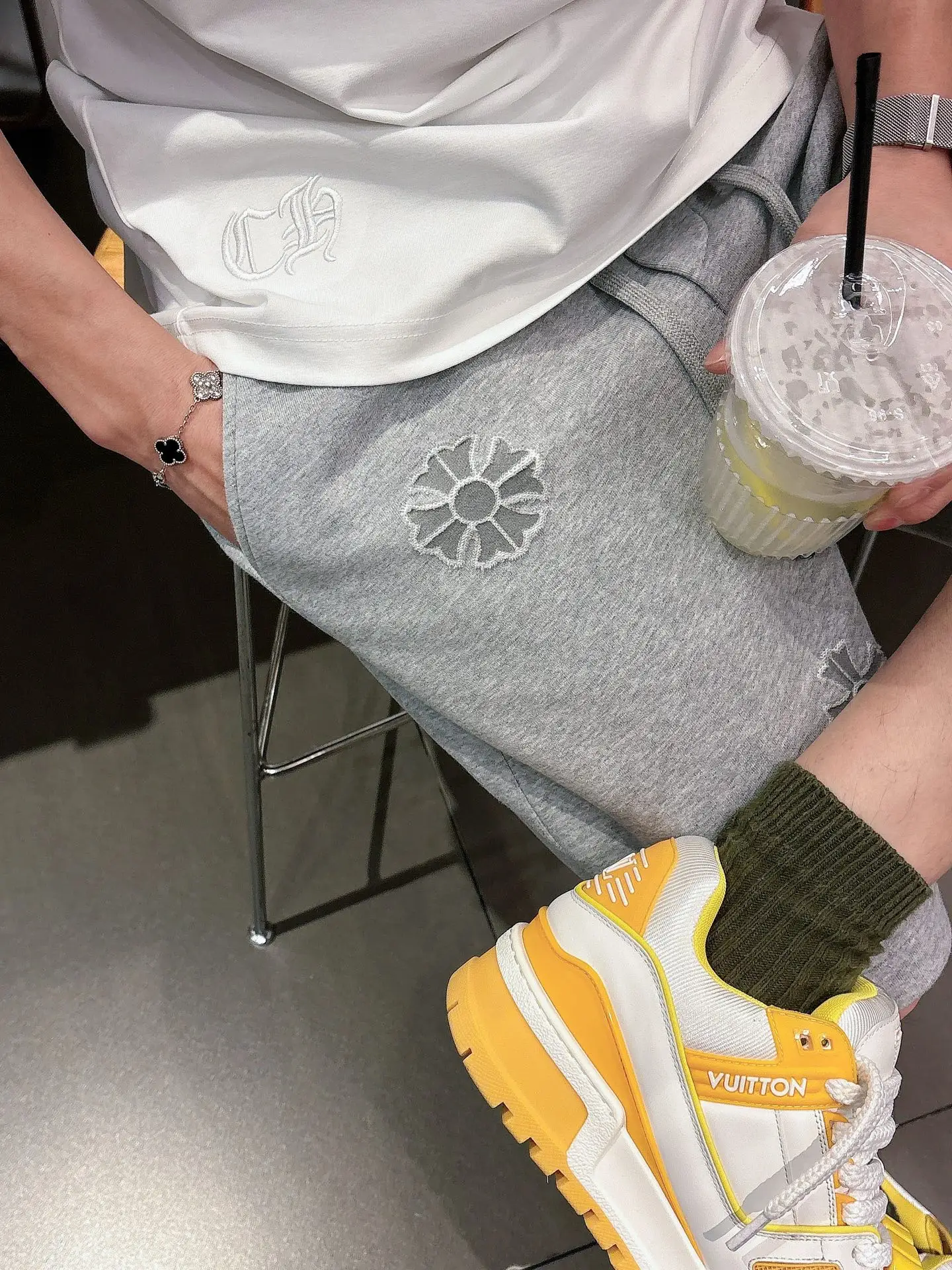Laser-Cut Logo Cotton-Blend Shorts D21012038 — view 3