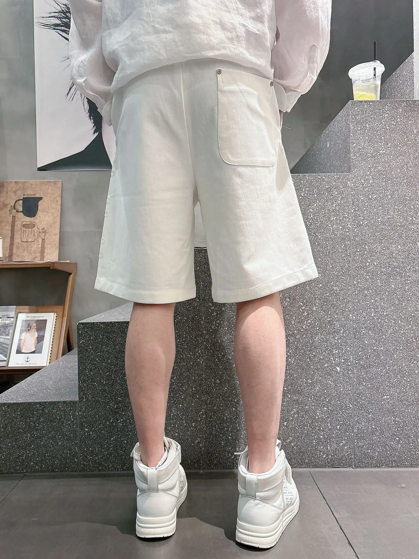 Embossed Logo Denim Drawstring Shorts D18011032 — view 7
