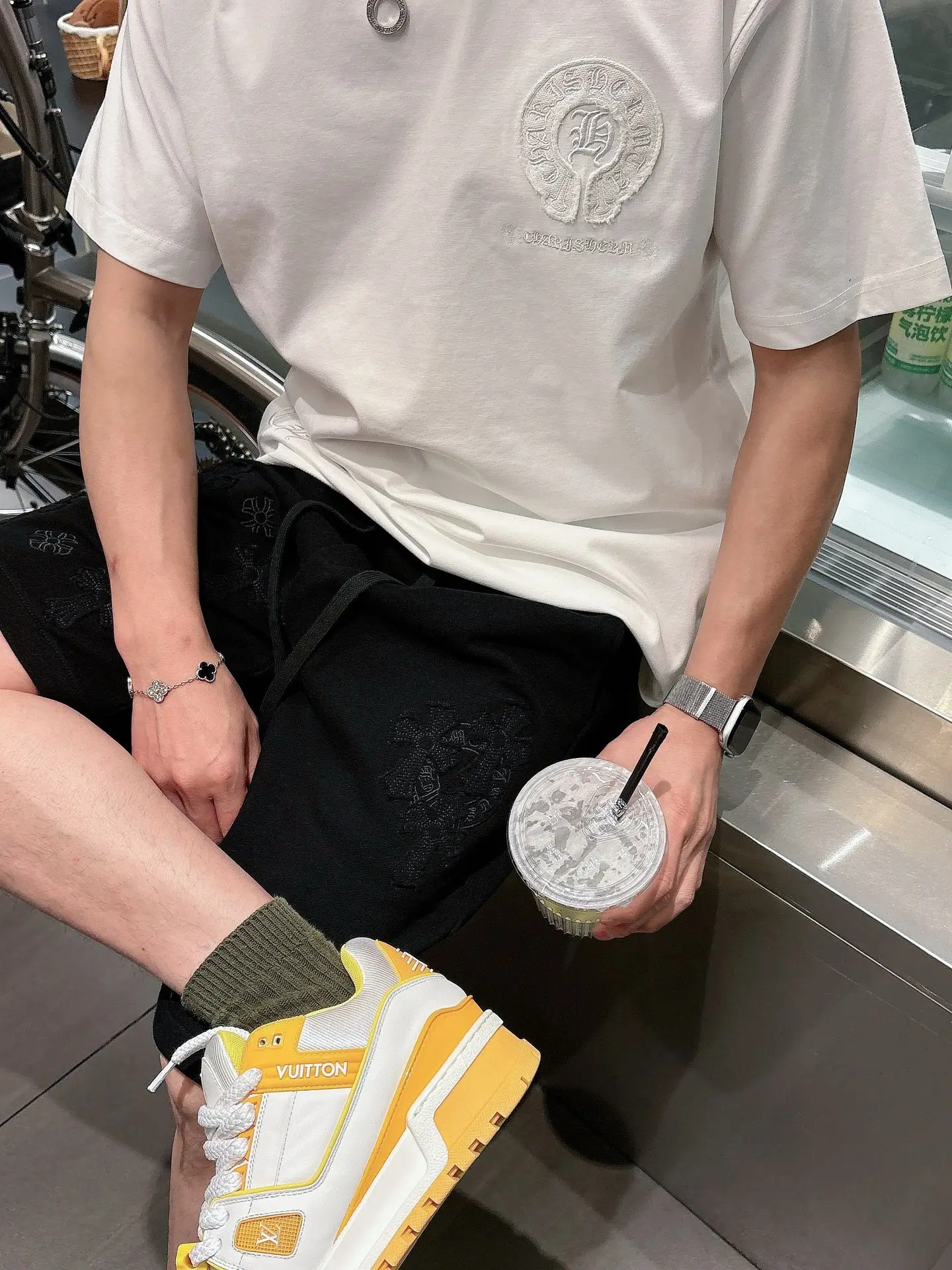 Embroidered Logo Cotton-Jersey Shorts D21012035 — view 9