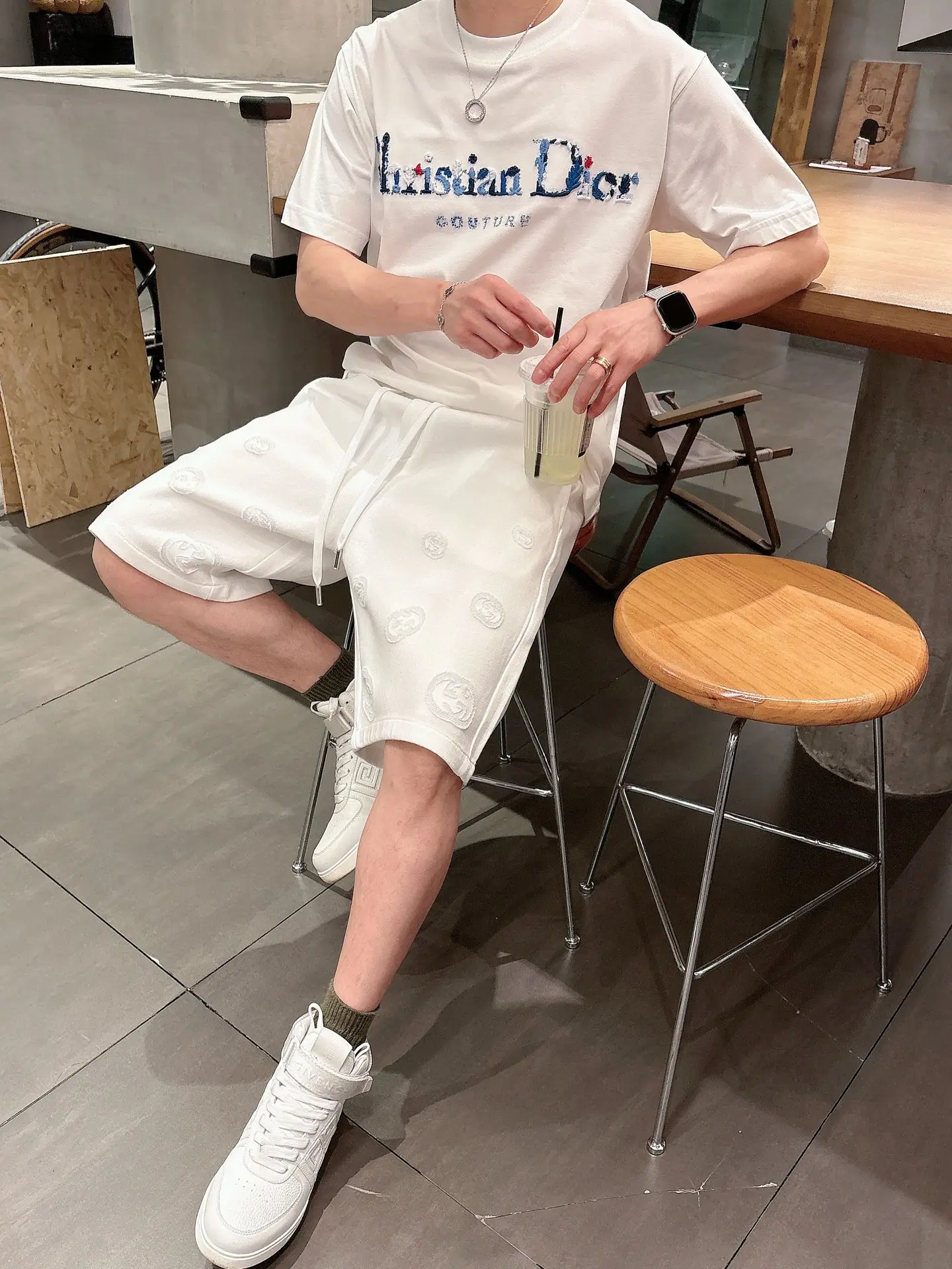 Interlocking G Laser-Cut Jersey Shorts D18011024 — view 6