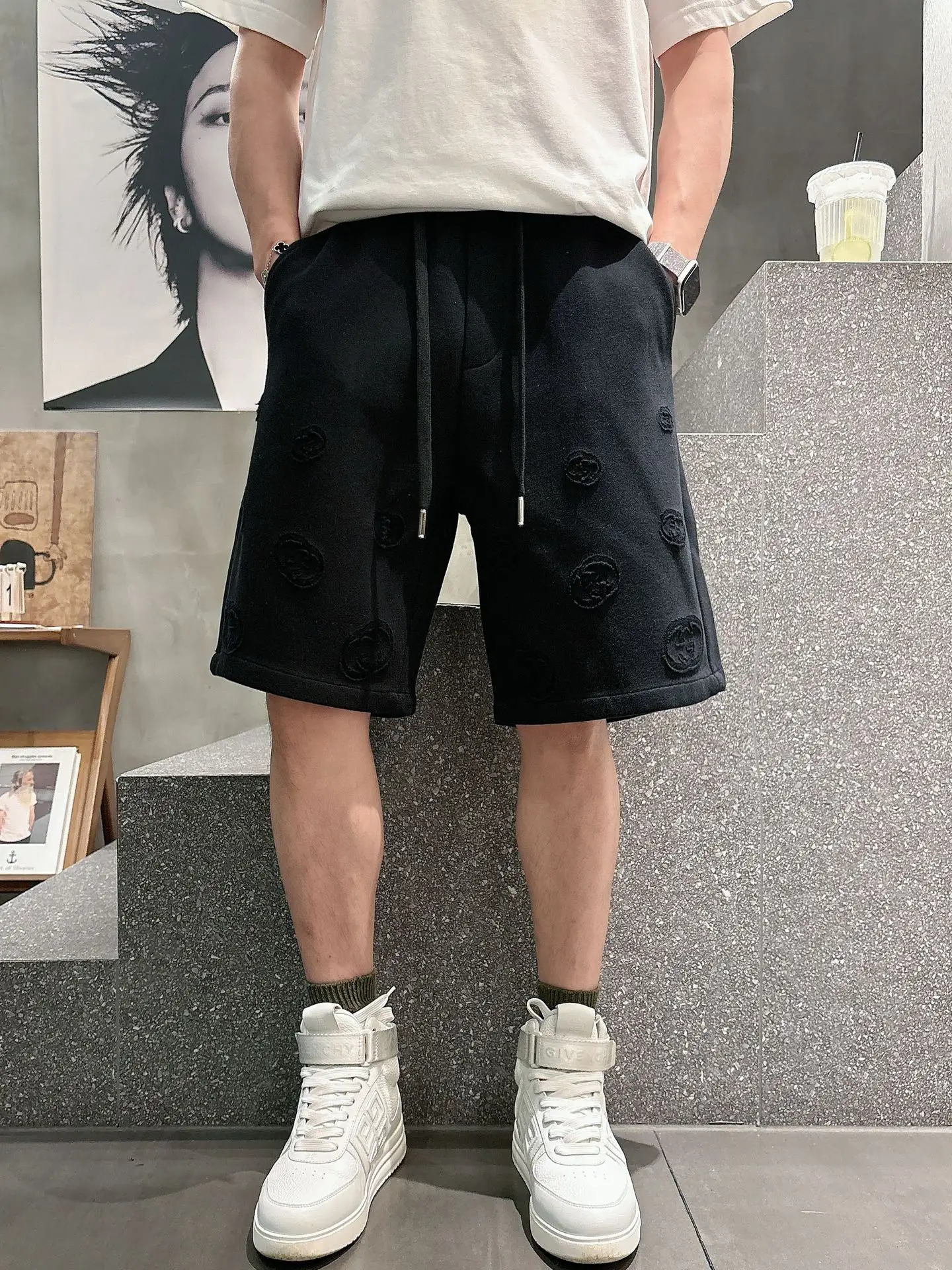 Laser-Cut Logo Cotton Jersey Shorts D18011025