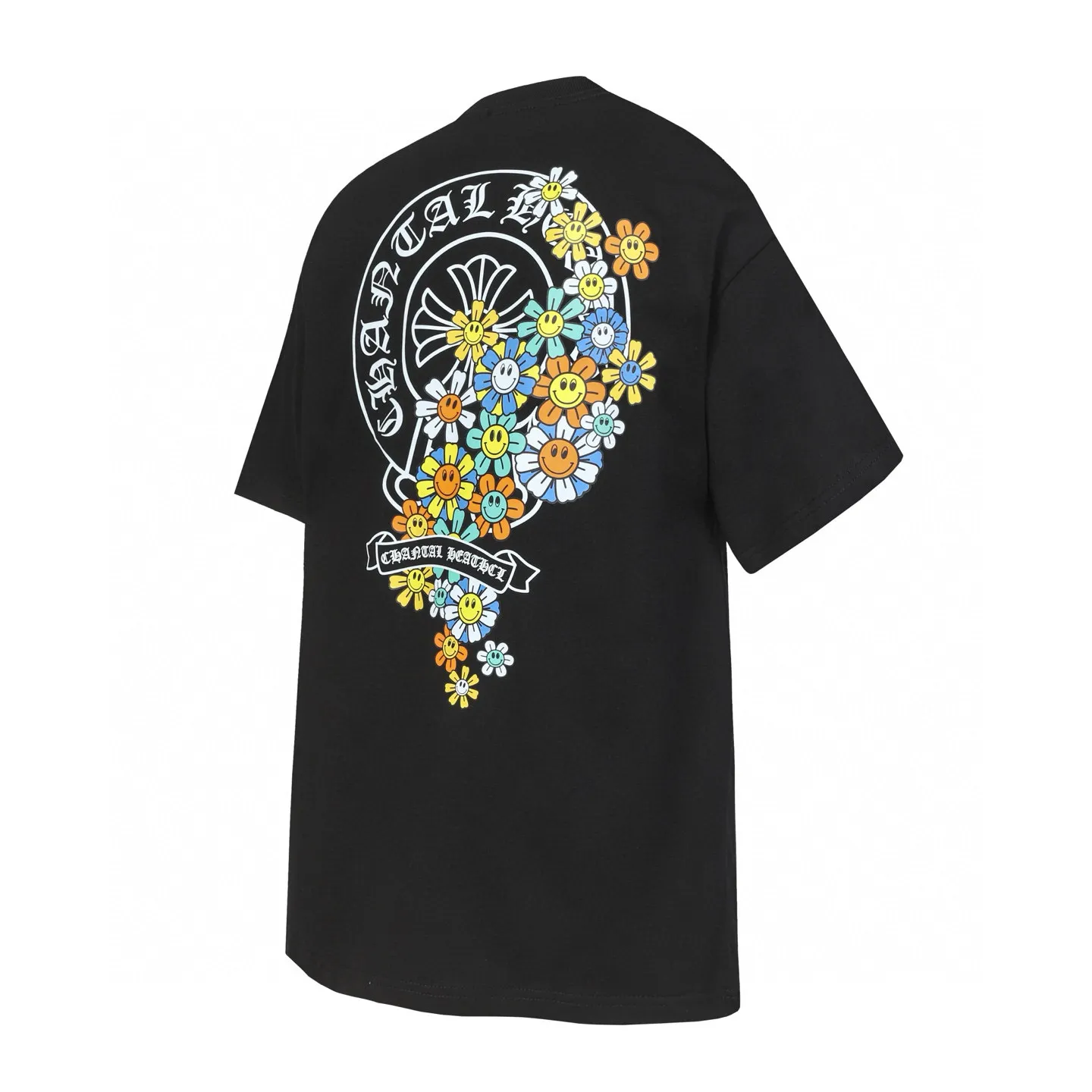 Horseshoe and Floral Print Cotton T-Shirt D9513671 — view 4