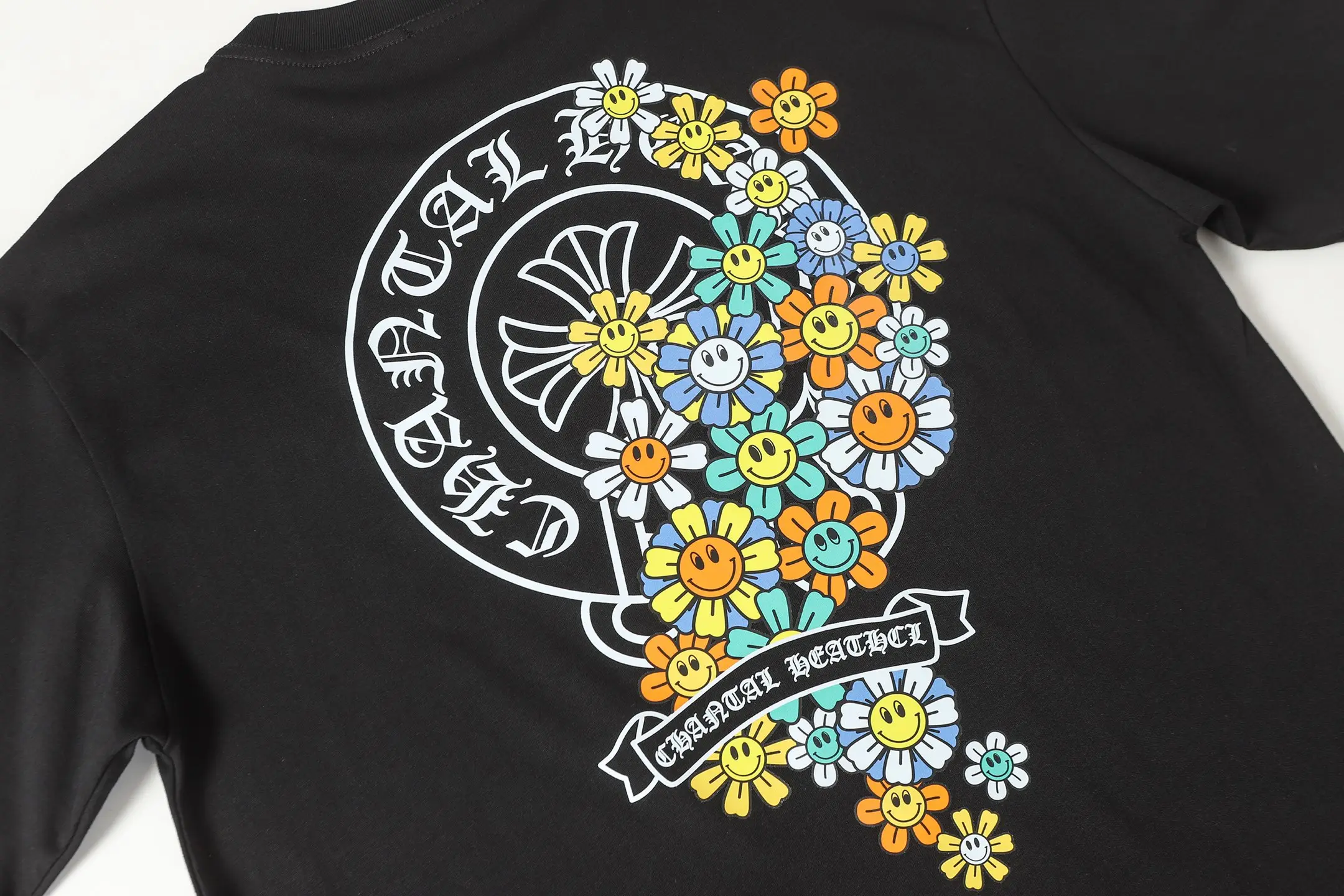 Horseshoe and Floral Print Cotton T-Shirt D9513669 — view 8