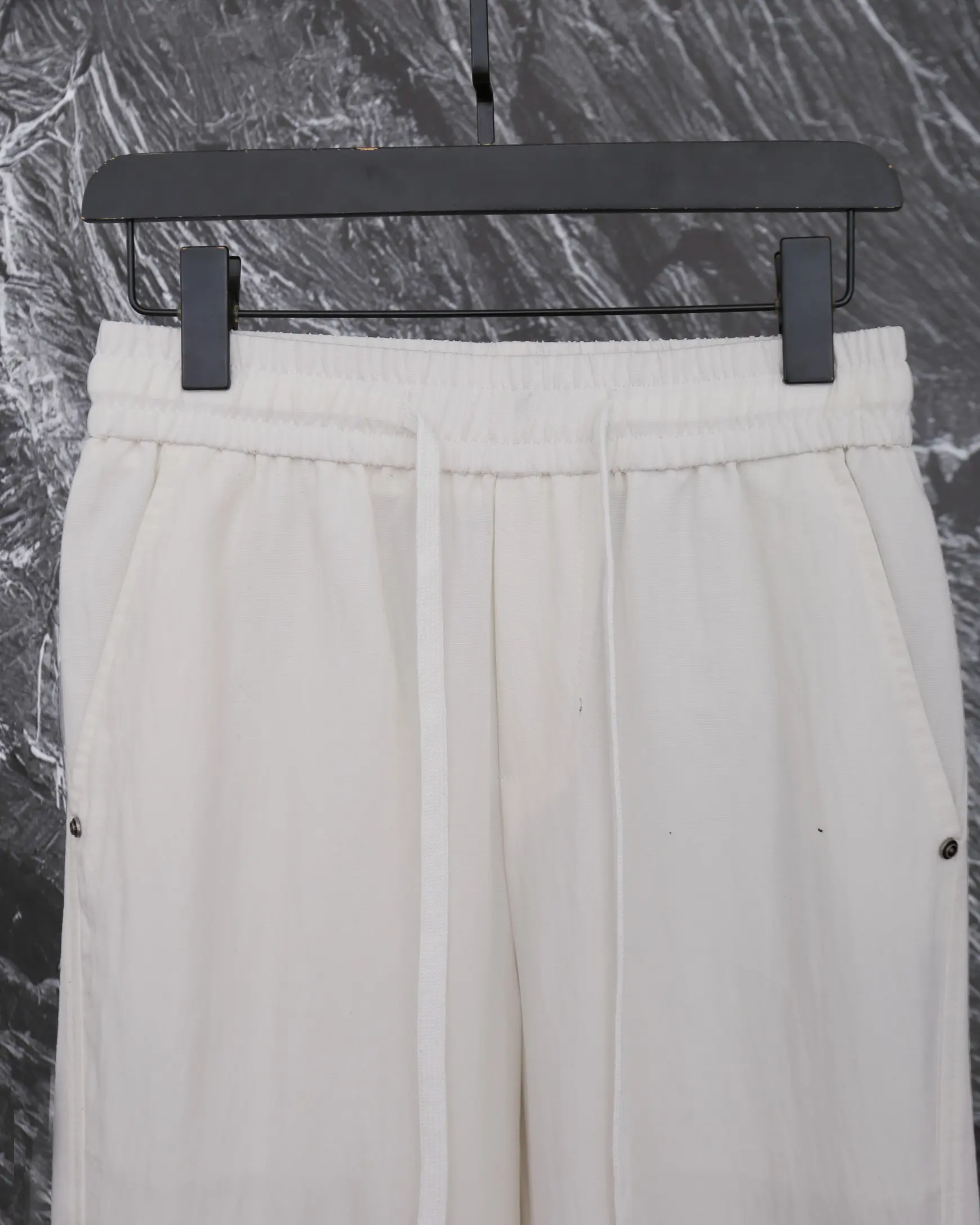 Embroidered Linen-Blend Drawstring Trousers D20512922 — view 3