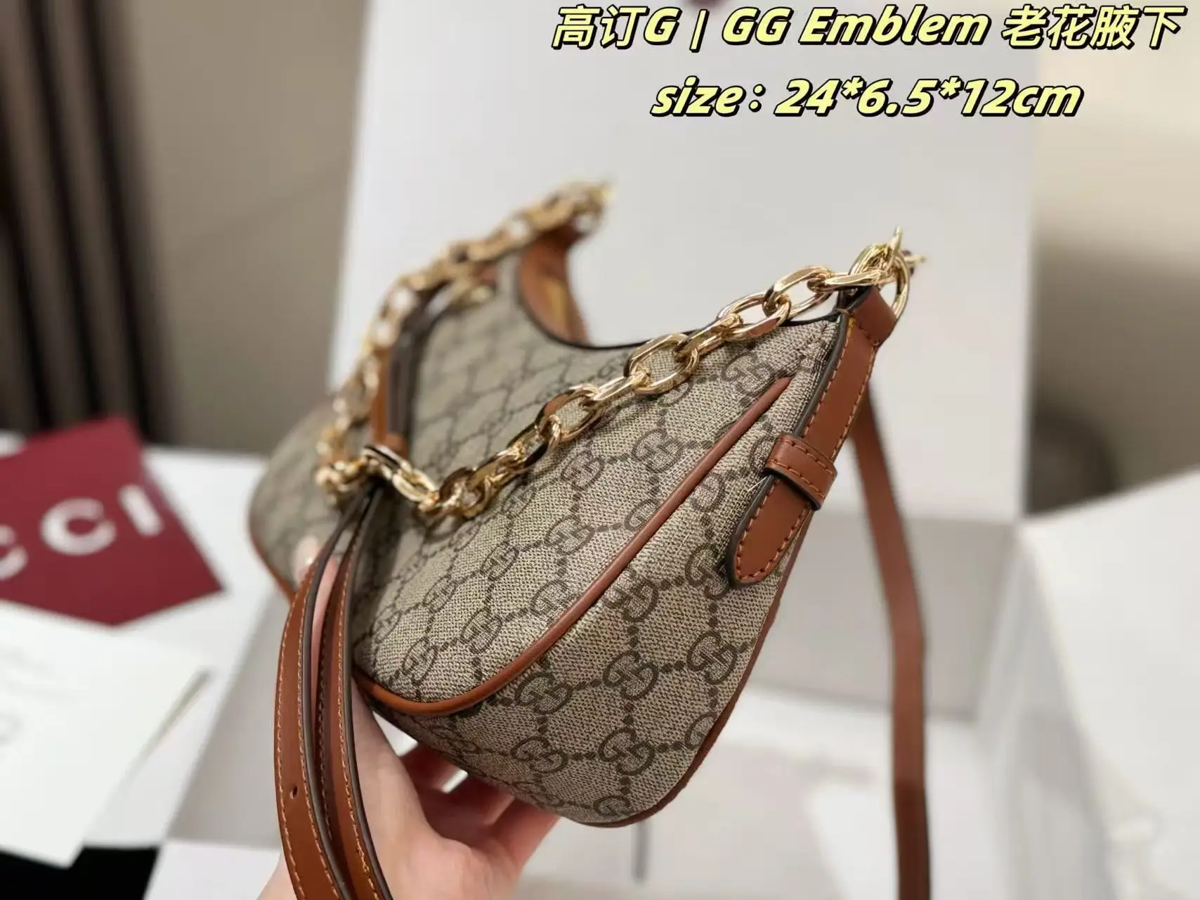 GG Monogram Canvas Crescent Shoulder Bag D26518125 — view 3