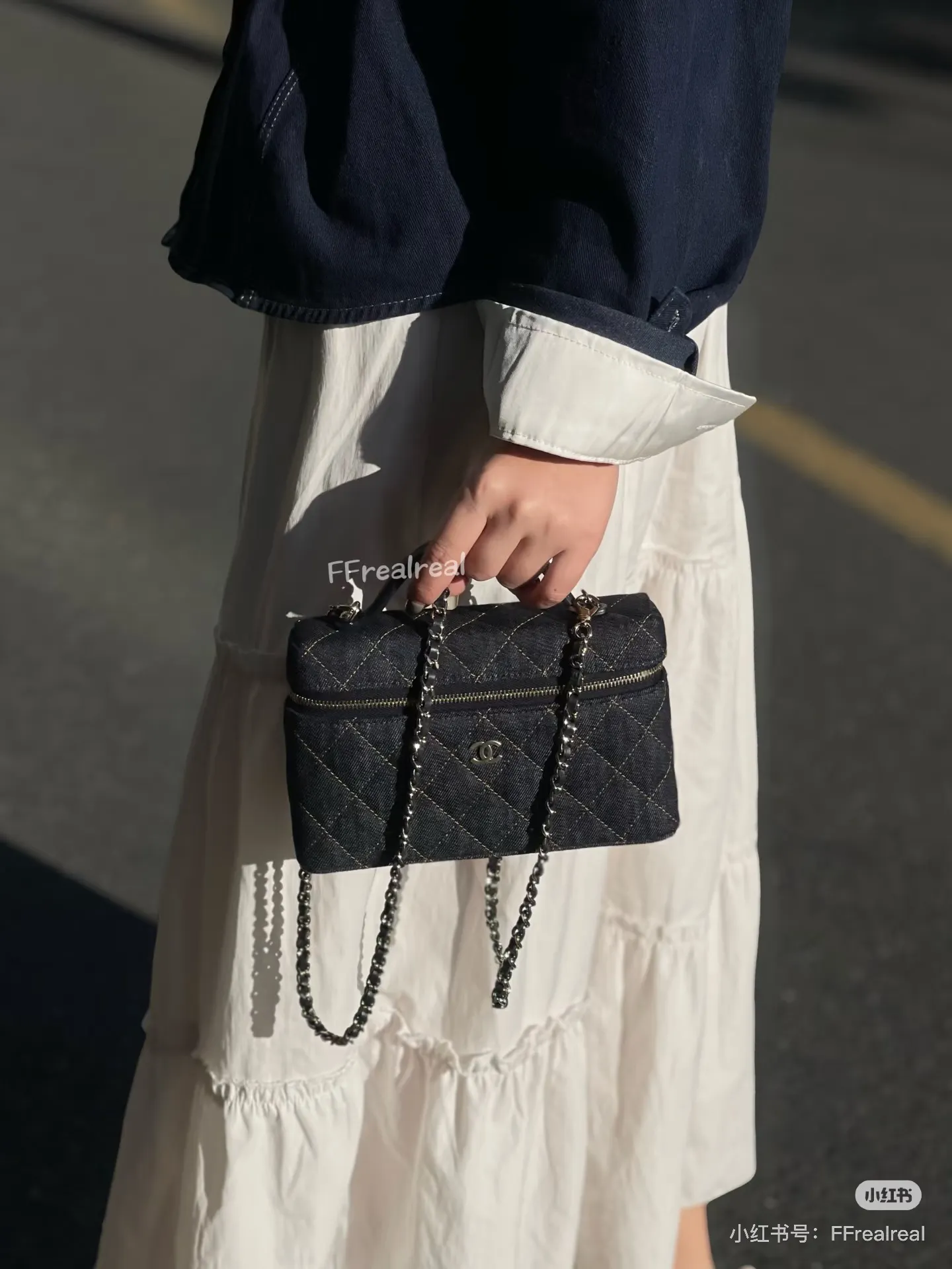 Chanel Quilted Denim Vanity Case Bag D34017920 — view 6