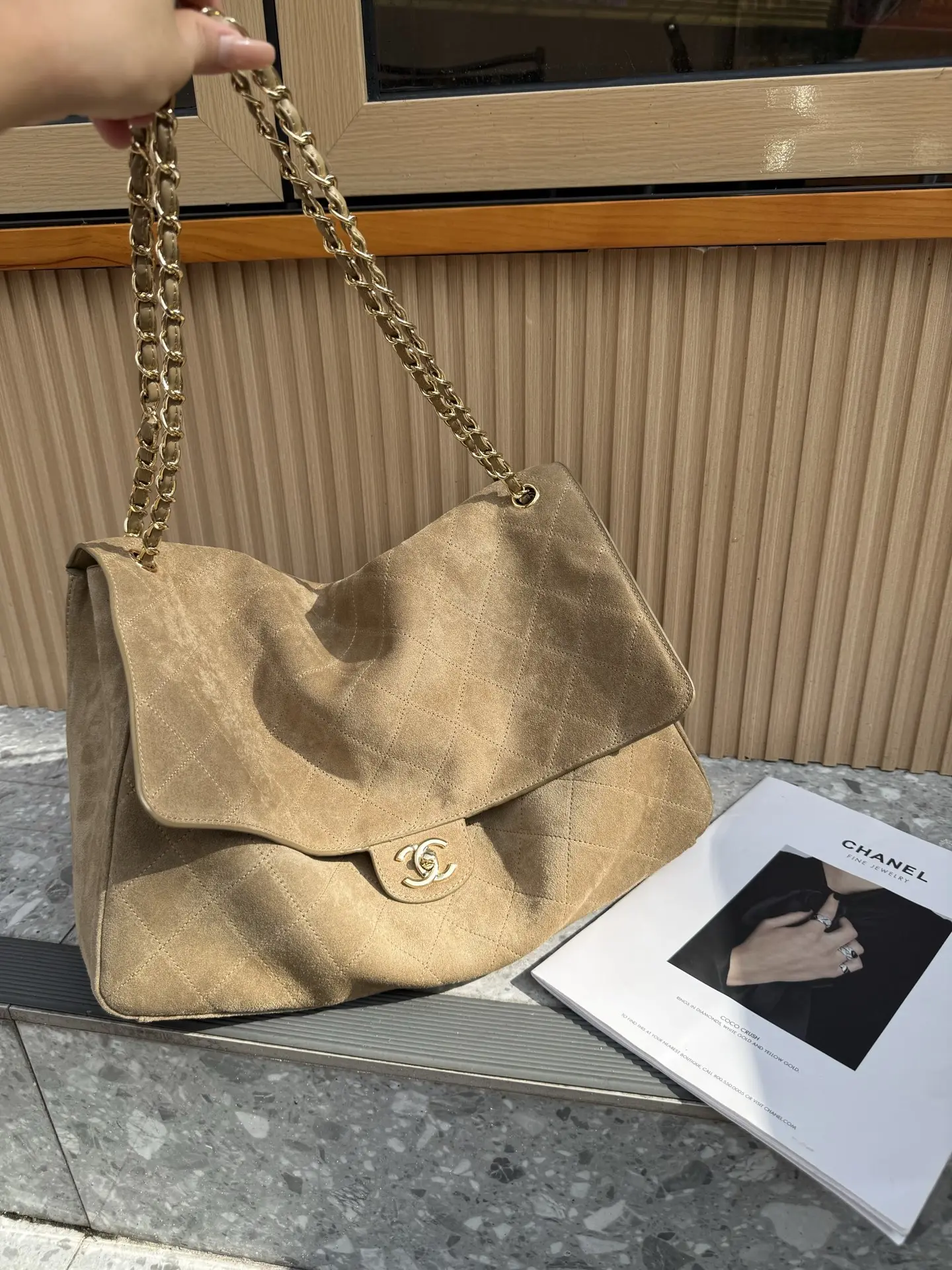 Maxi CF Suede Shoulder Bag D54017751 — view 3