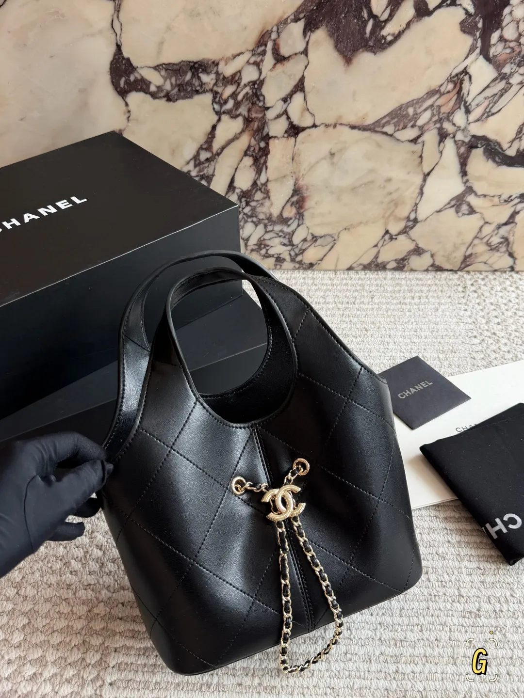 Chanel 26P Quilted Leather Bucket Bag D28518504