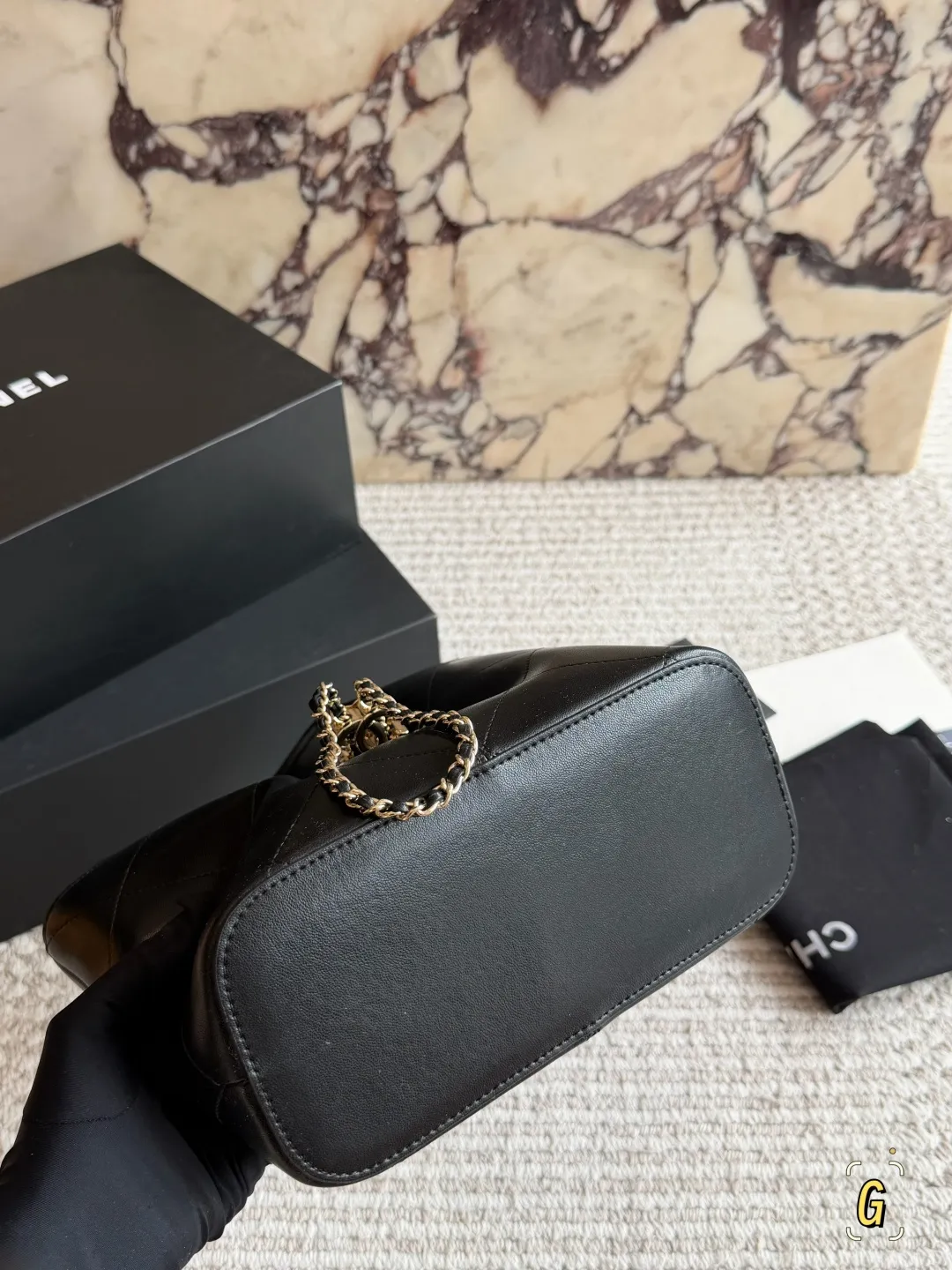 Chanel 26P Quilted Leather Bucket Bag D28518504 — view 5
