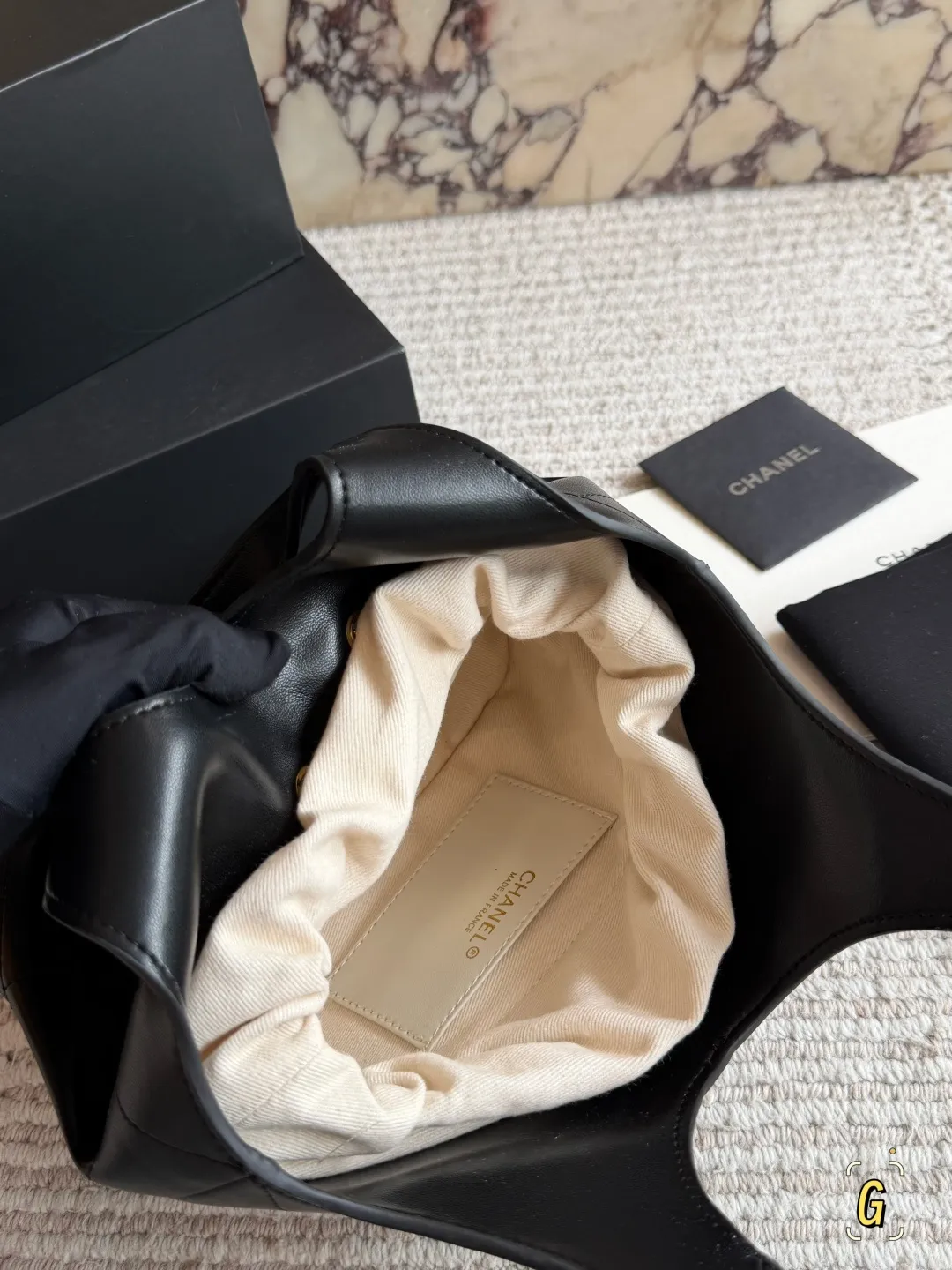 Chanel 26P Quilted Leather Bucket Bag D28518504 — view 8