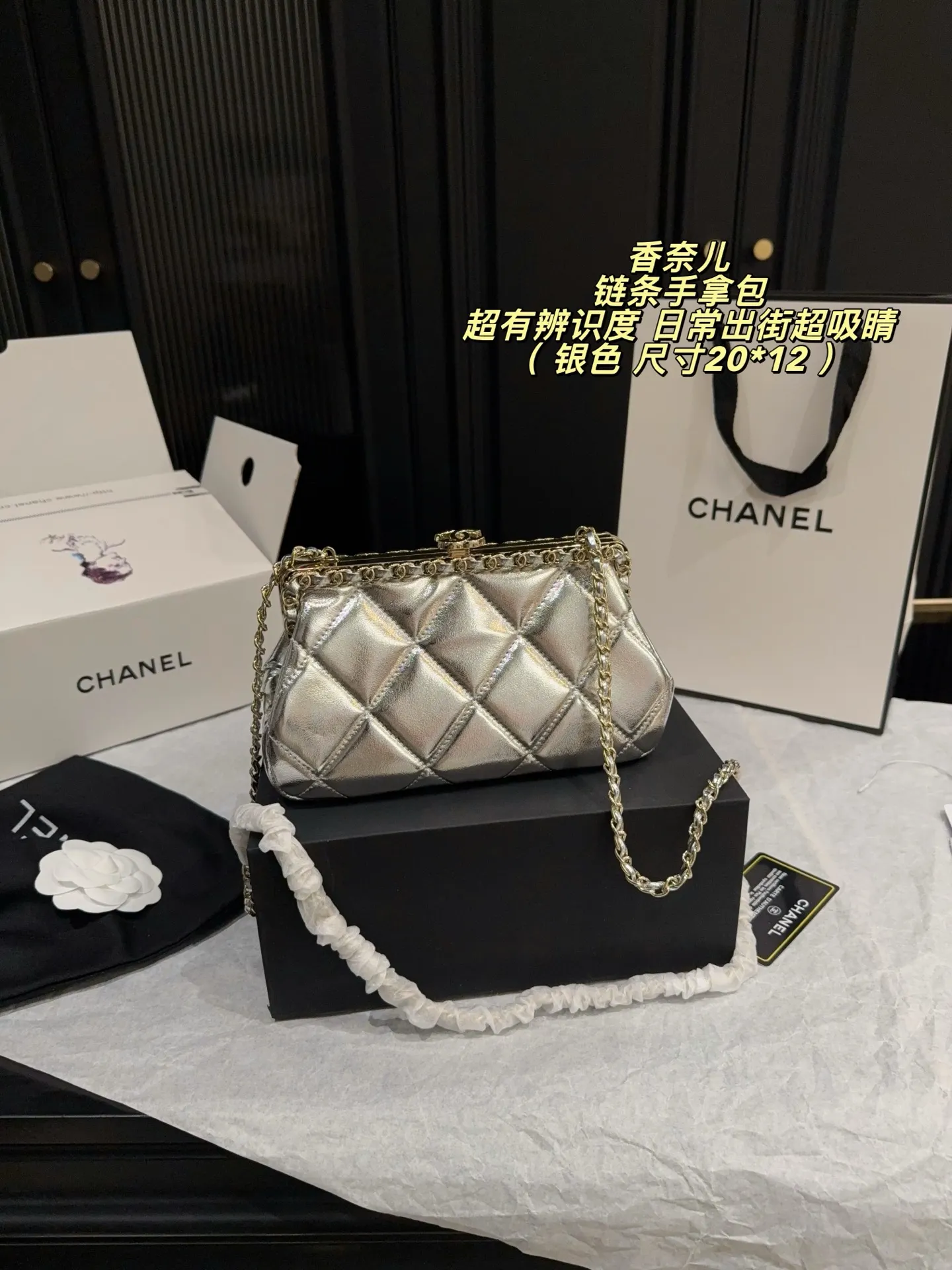 Chanel 19 Quilted Chain Clutch Bag D28518178 — view 3