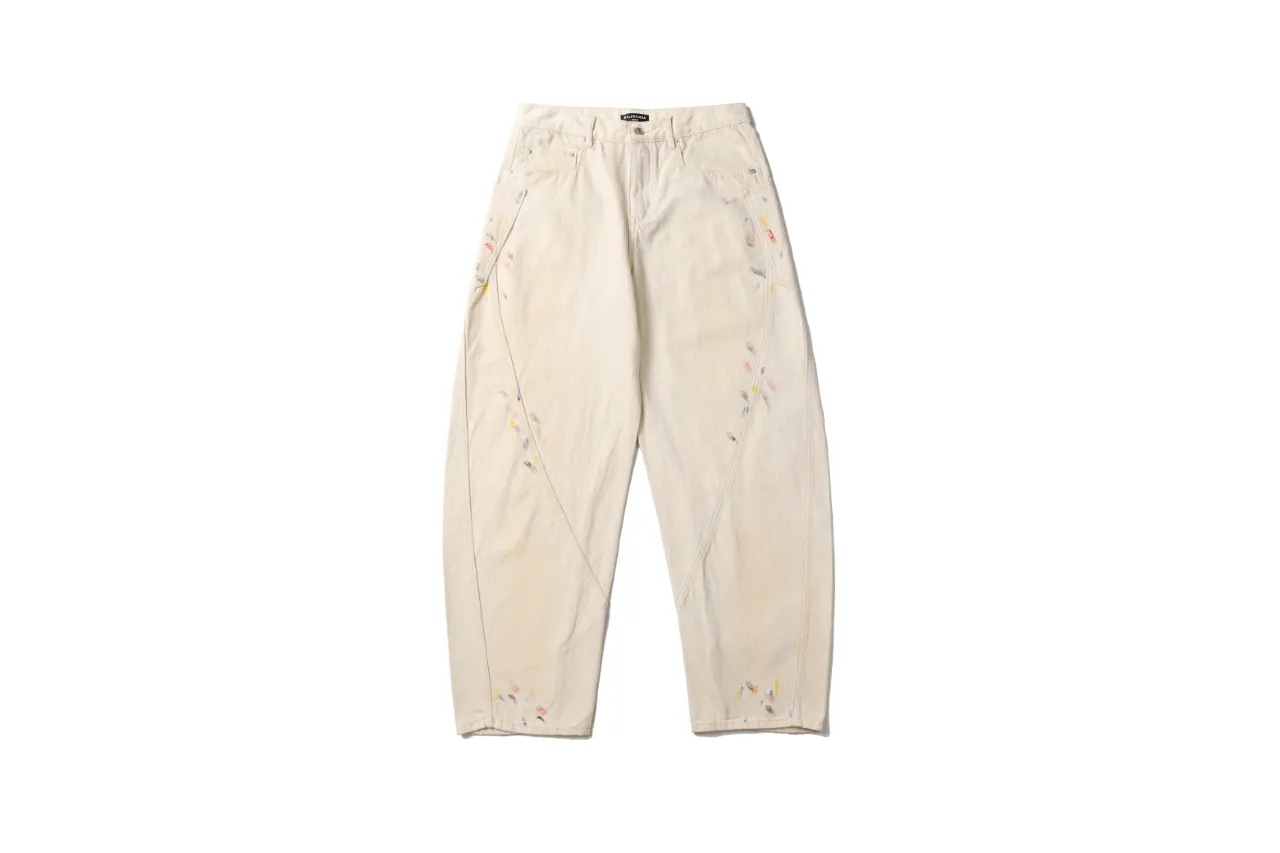 Paint-Splatter Twill Curved-Leg Trousers D20520552 — view 10