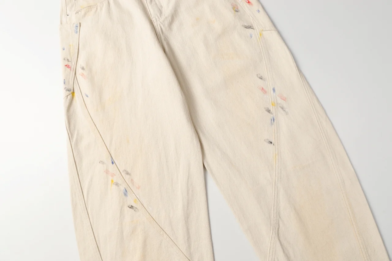 Paint-Splatter Twill Curved-Leg Trousers D20520552 — view 12