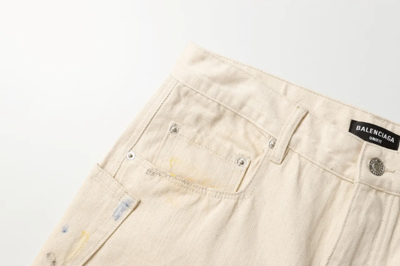 Paint-Splatter Twill Curved-Leg Trousers D20520552 — view 15