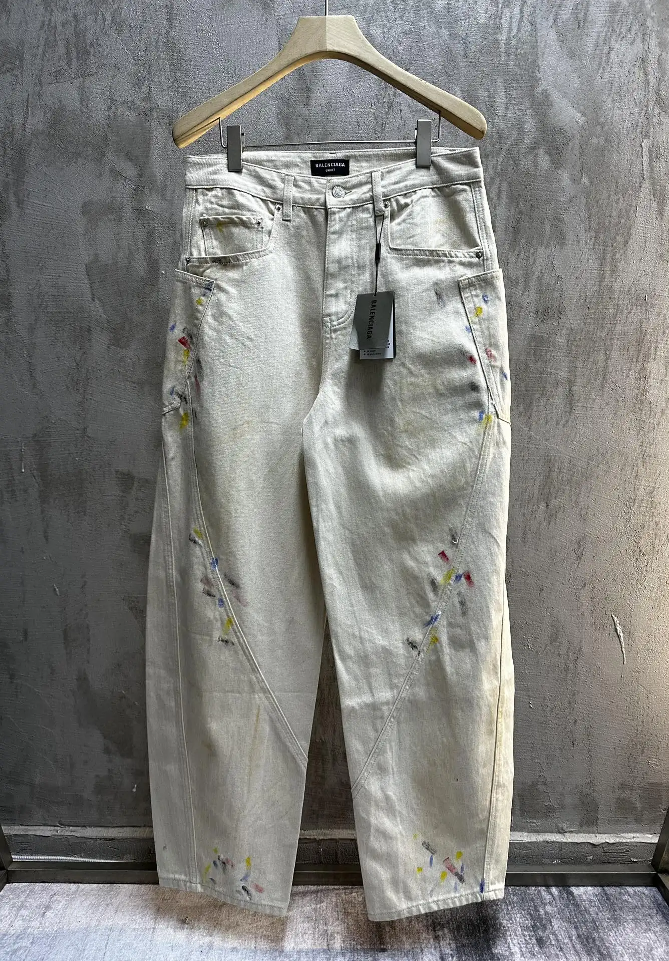 Paint-Splatter Twill Curved-Leg Trousers D20520552 — view 19