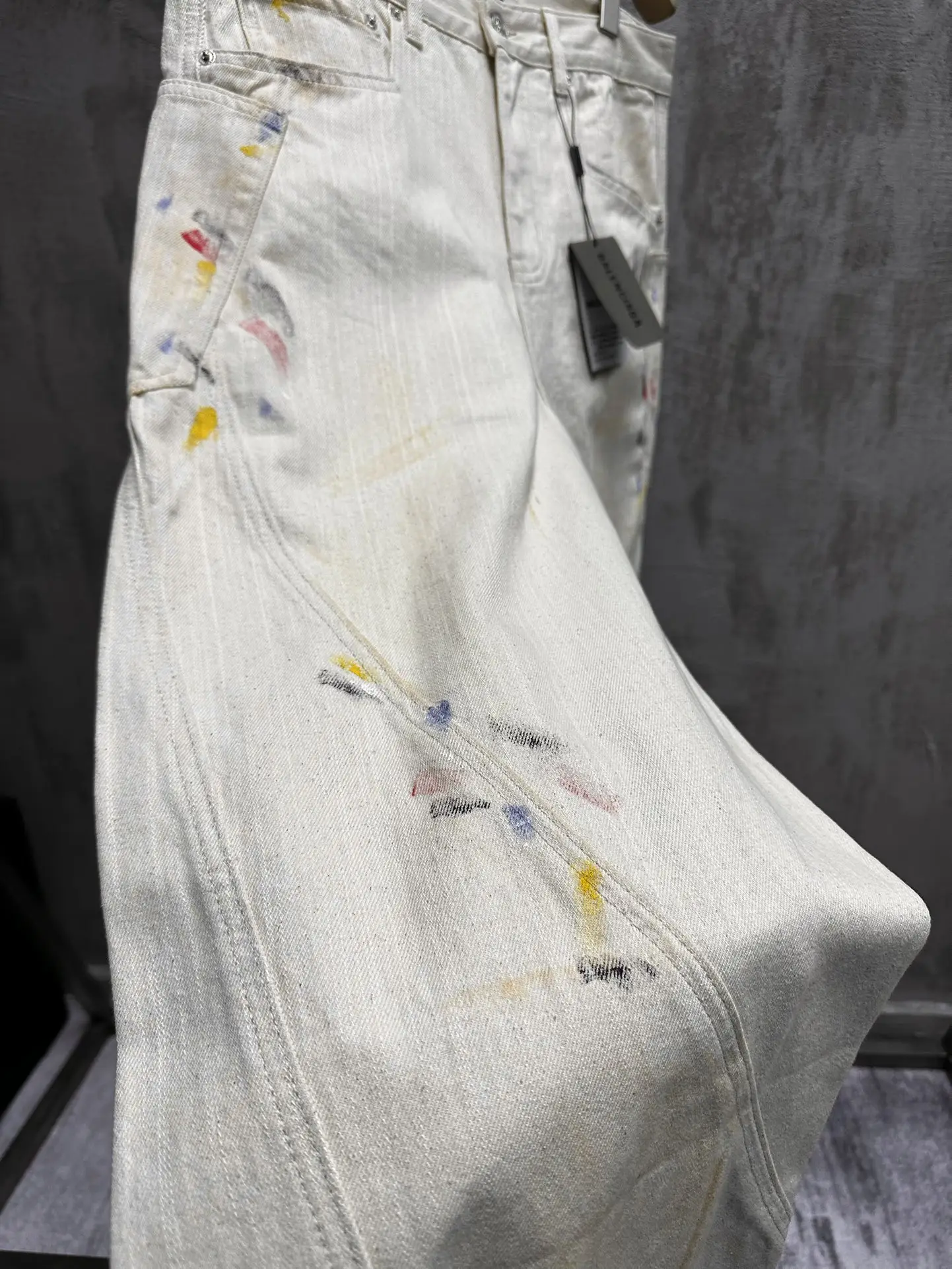 Paint-Splatter Twill Curved-Leg Trousers D20520552 — view 23