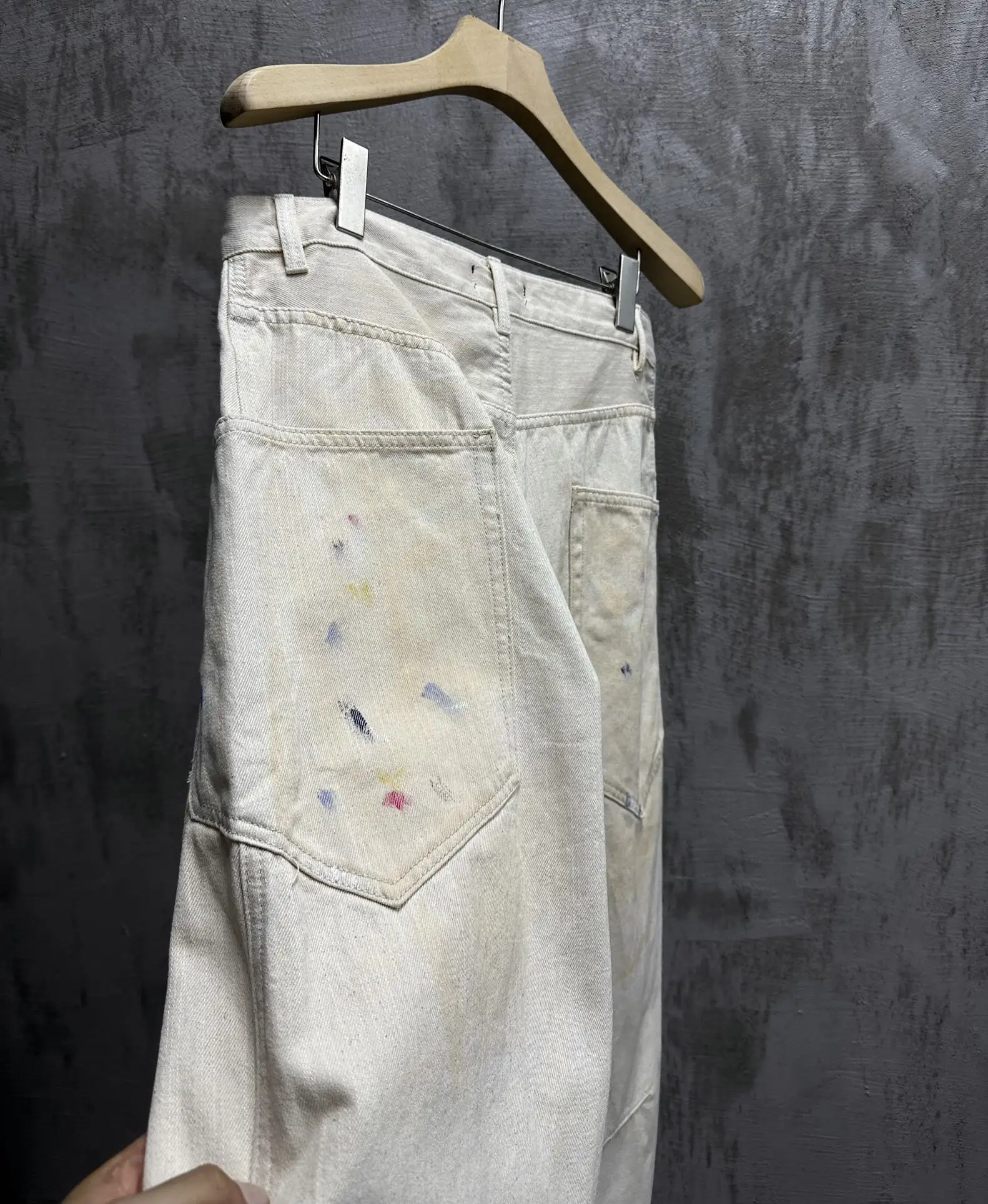 Paint-Splatter Twill Curved-Leg Trousers D20520552 — view 25