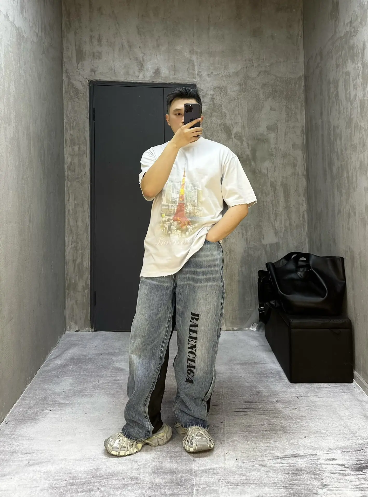 Hybrid Denim and Jersey Wide-Leg Jeans D23020550 — view 4