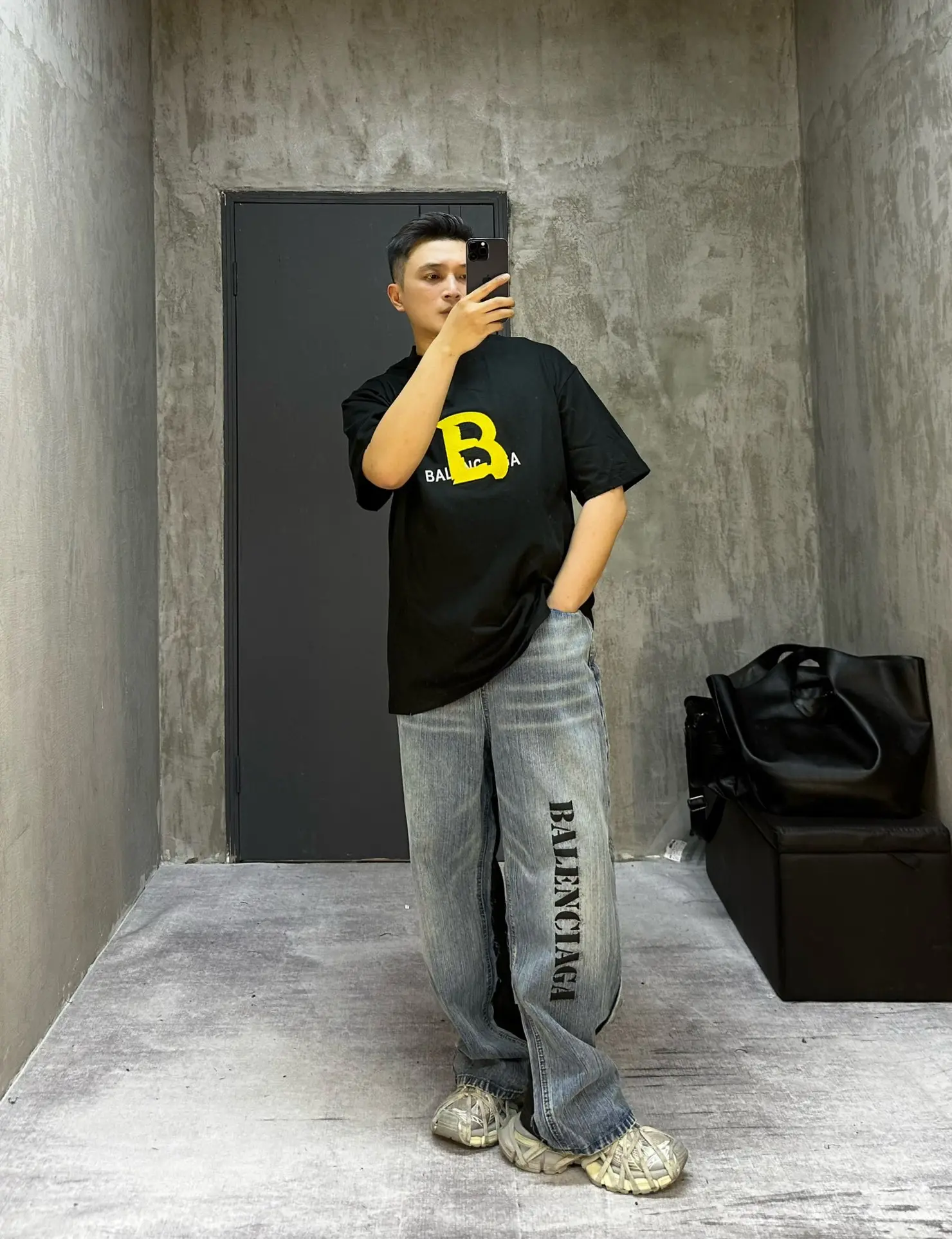 Hybrid Denim and Jersey Wide-Leg Jeans D23020550 — view 5