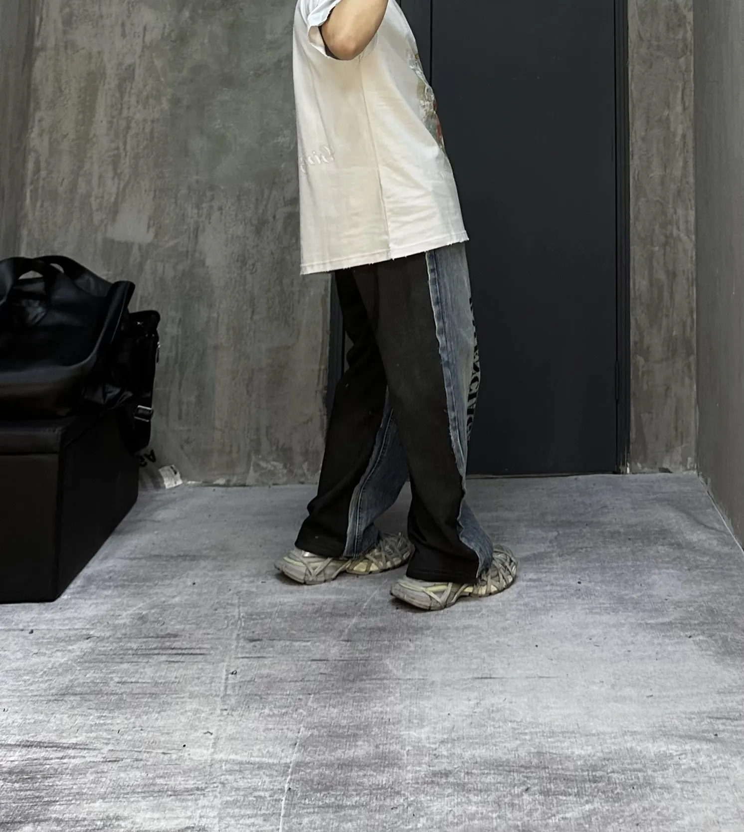 Hybrid Denim and Jersey Wide-Leg Jeans D23020550 — view 7