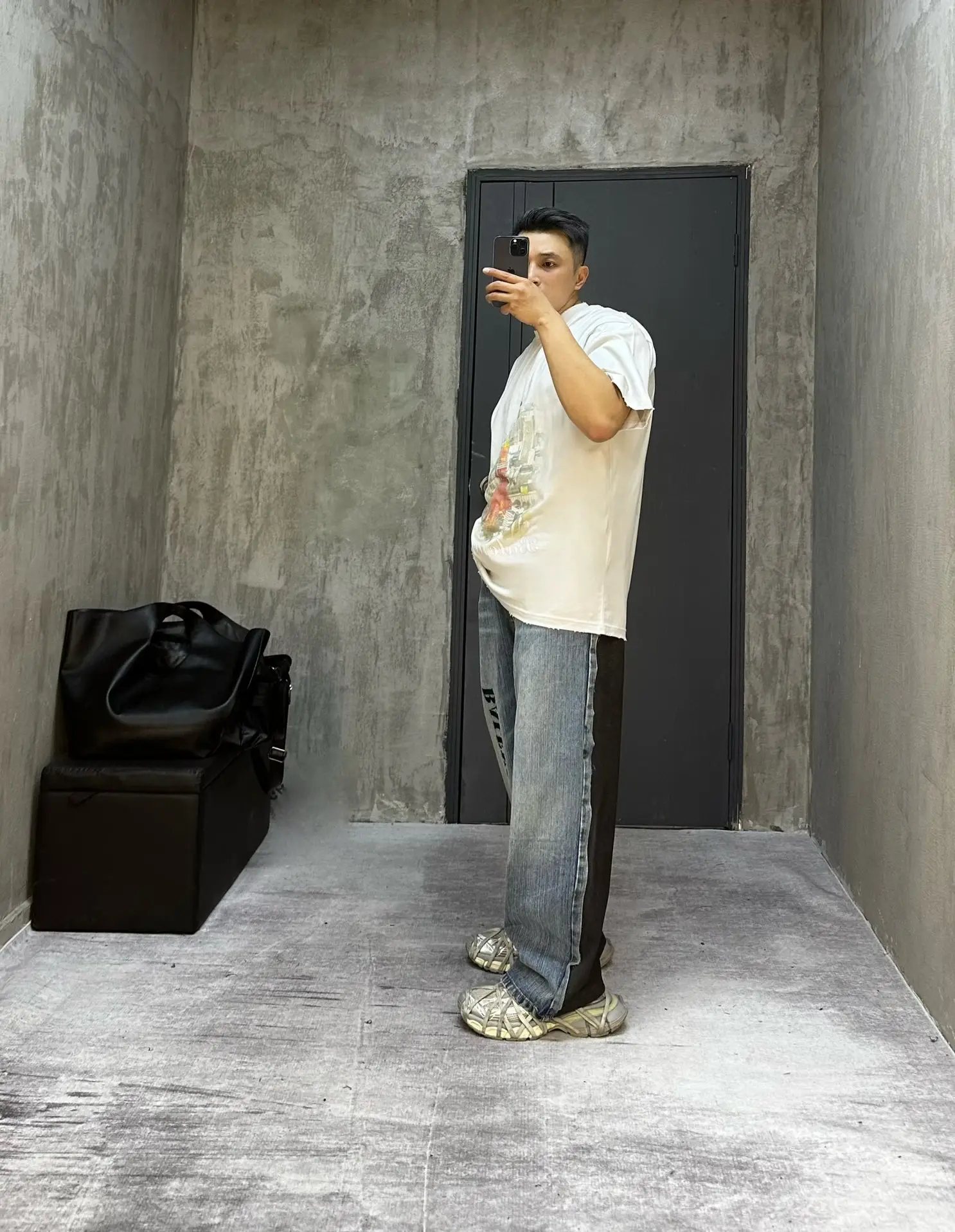 Hybrid Denim and Jersey Wide-Leg Jeans D23020550 — view 8