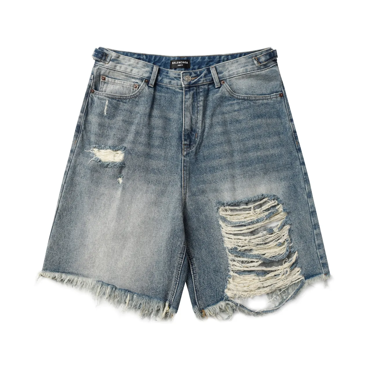 Distressed Wide-Leg Denim Shorts D21518632 — view 5