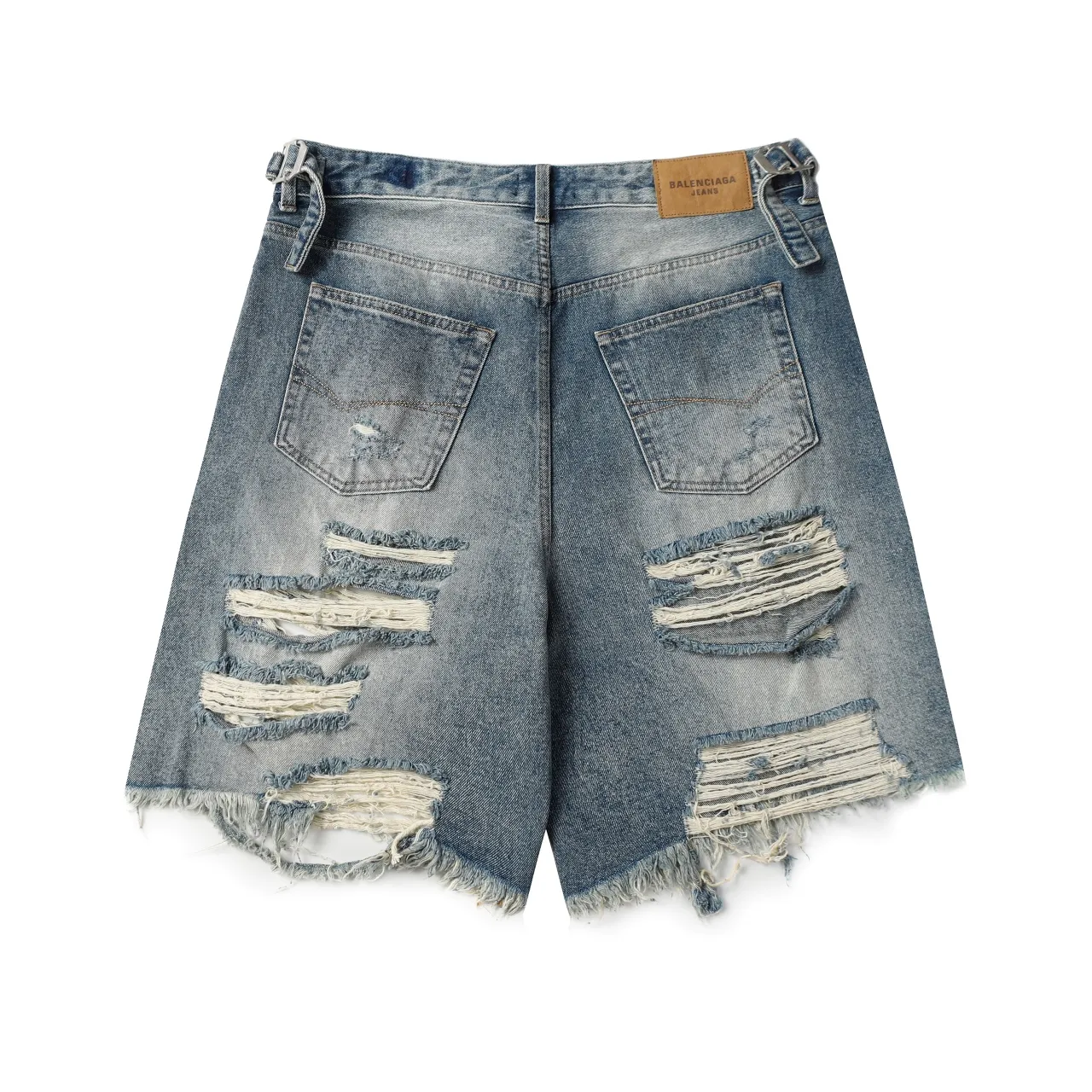 Distressed Wide-Leg Denim Shorts D21518632 — view 6