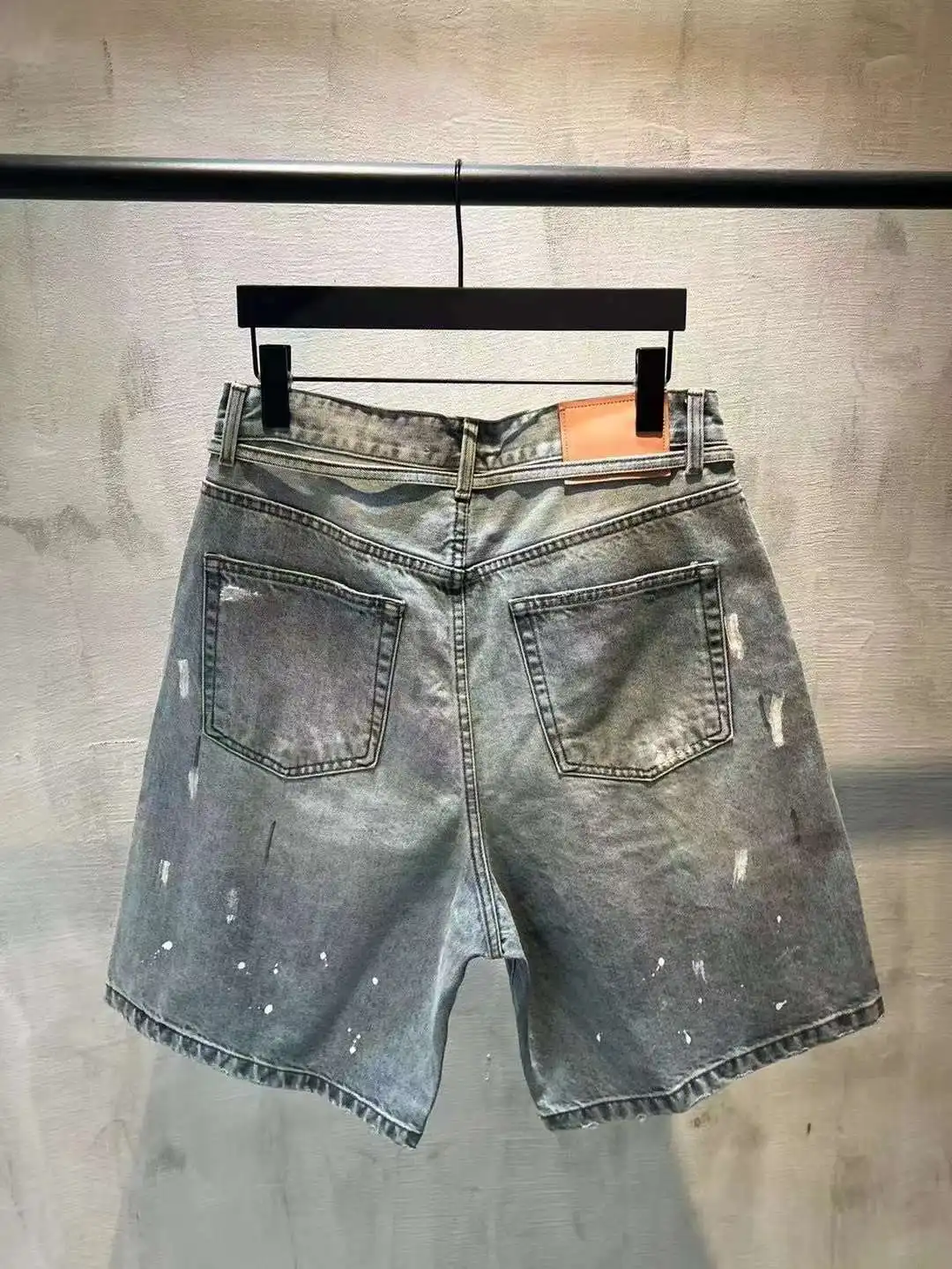 Acne Studios Distressed Paint-Splatter Denim Shorts D22518630 — view 11