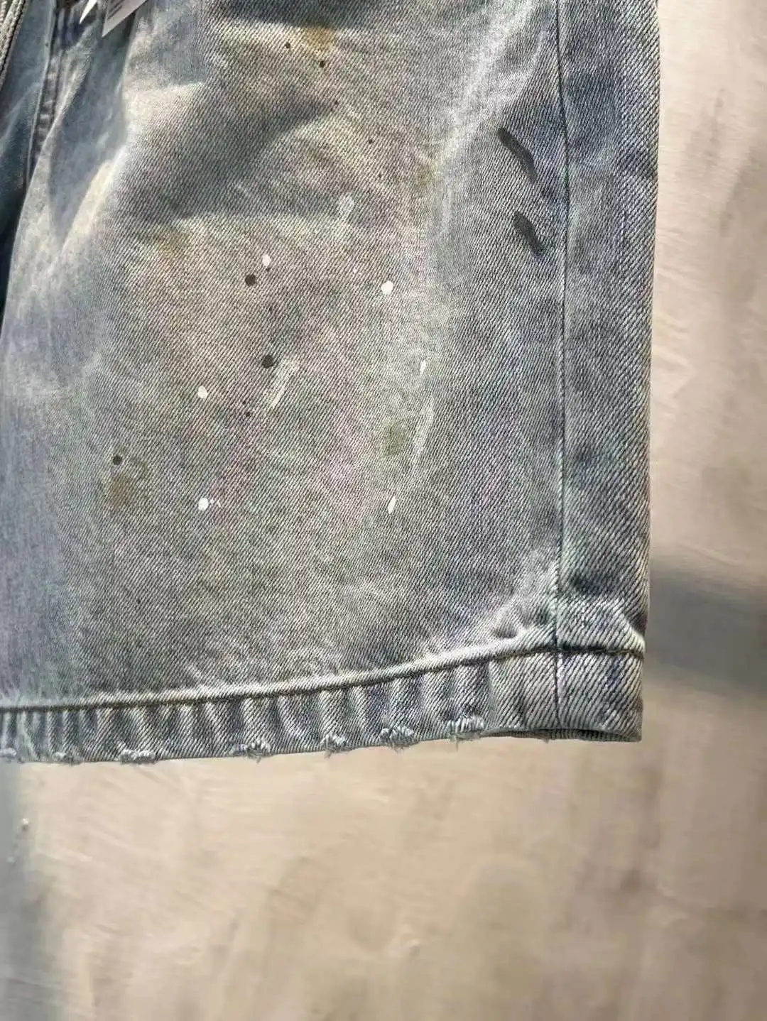 Acne Studios Distressed Paint-Splatter Denim Shorts D22518630 — view 14