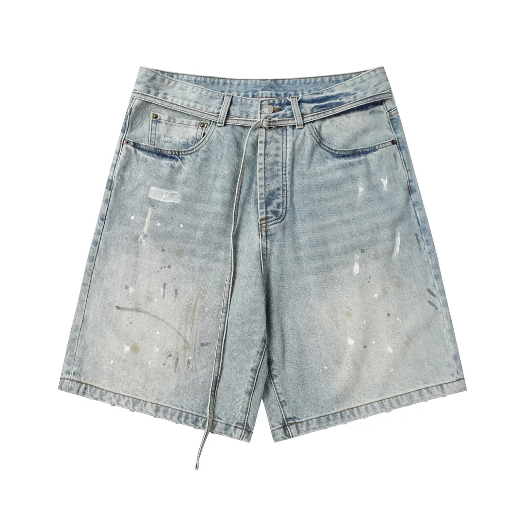 Acne Studios Distressed Paint-Splatter Denim Shorts D22518630 — view 19