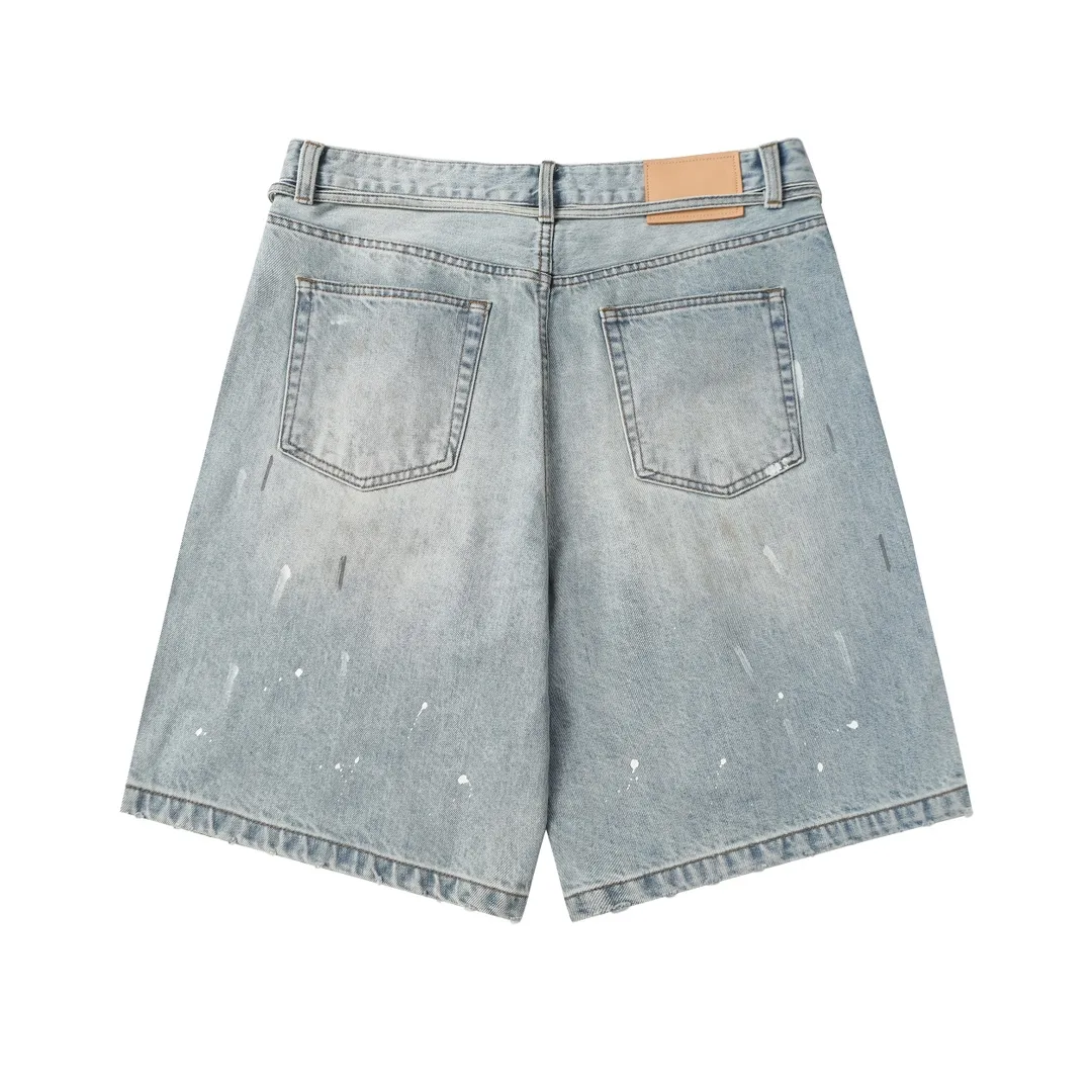 Acne Studios Distressed Paint-Splatter Denim Shorts D22518630 — view 20