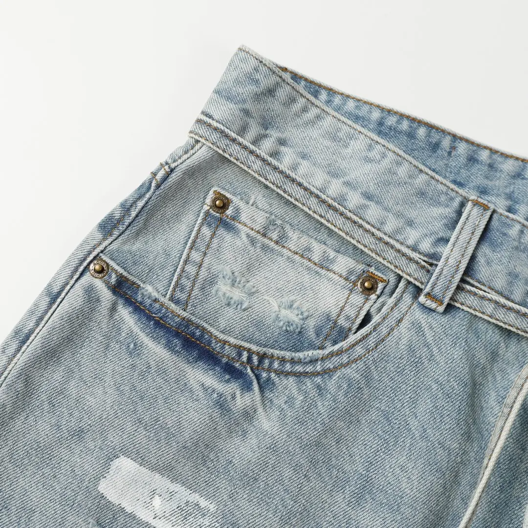 Acne Studios Distressed Paint-Splatter Denim Shorts D22518630 — view 21