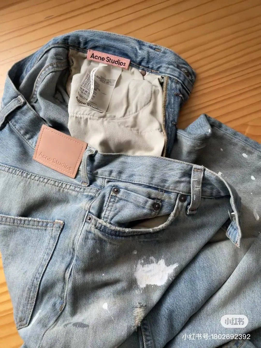 Acne Studios Distressed Paint-Splatter Denim Shorts D22518630 — view 24