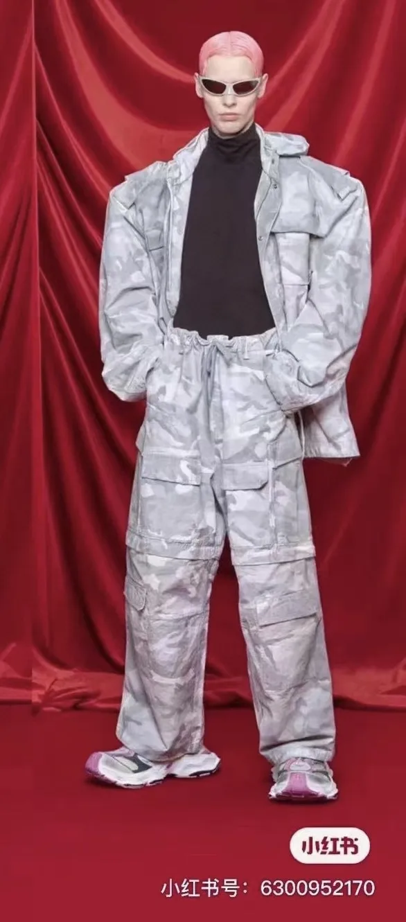 Balenciaga Hand-Painted Camouflage Cargo Trousers D23520547 — view 8