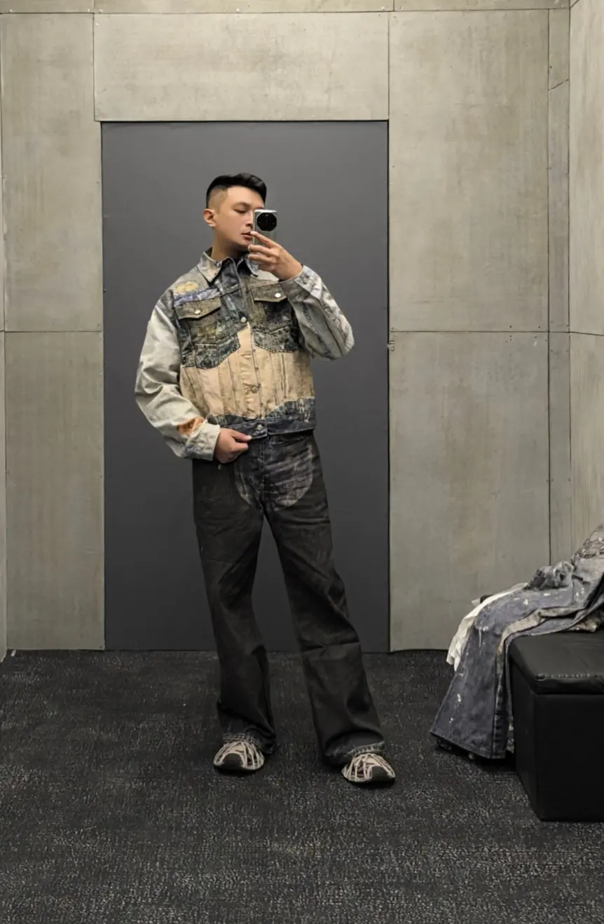 3D Digital Print Wide-Leg Jeans D25018629 — view 6