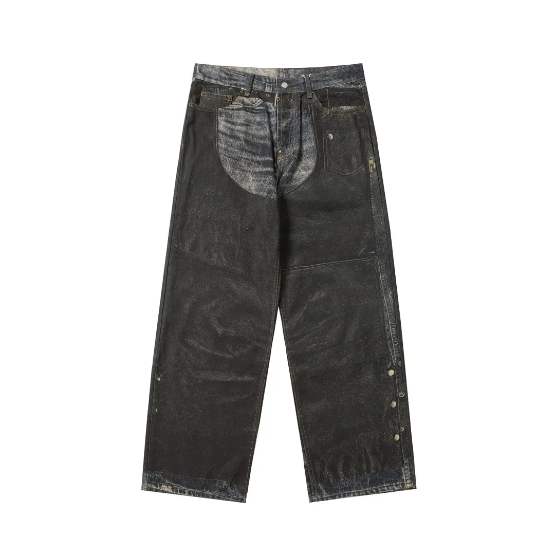 3D Digital Print Wide-Leg Jeans D25018629 — view 9