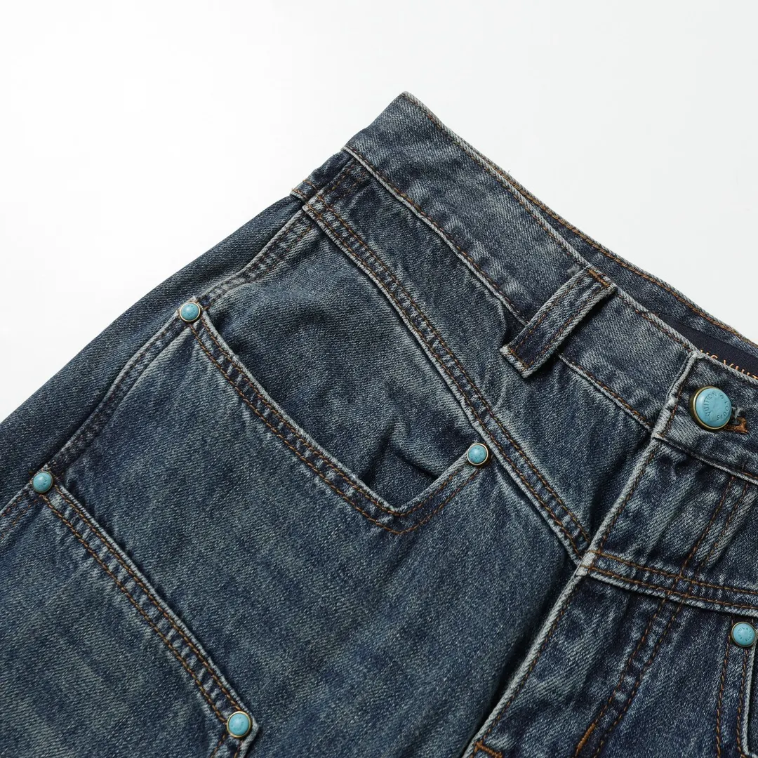 Turquoise Studded Relaxed-Fit Jeans D25518628 — view 13