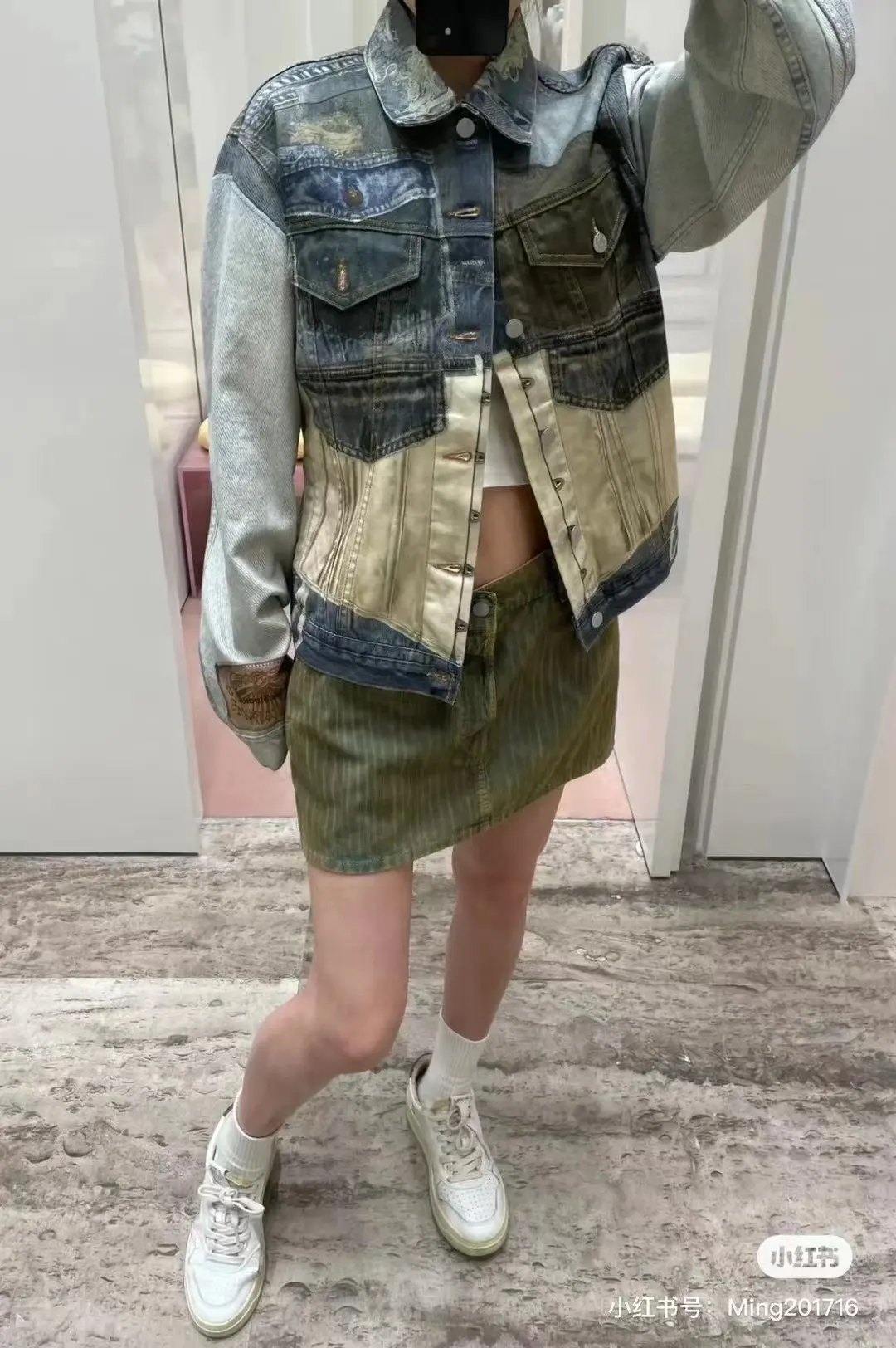 3D Trompe L'oeil Print Denim Jacket D26018625 — view 3