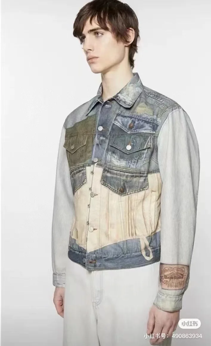 3D Trompe L'oeil Print Denim Jacket D26018625 — view 4