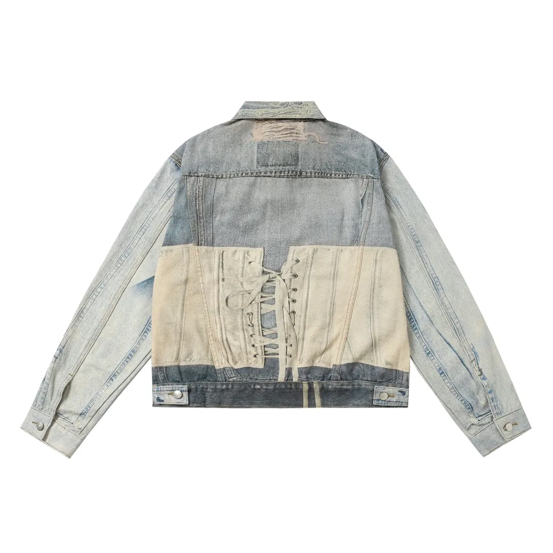 3D Trompe L'oeil Print Denim Jacket D26018625 — view 20