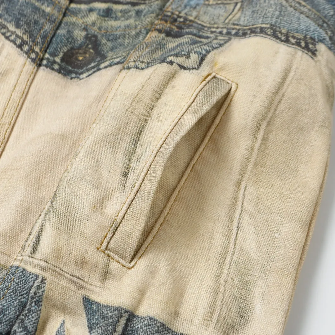 3D Trompe L'oeil Print Denim Jacket D26018625 — view 25