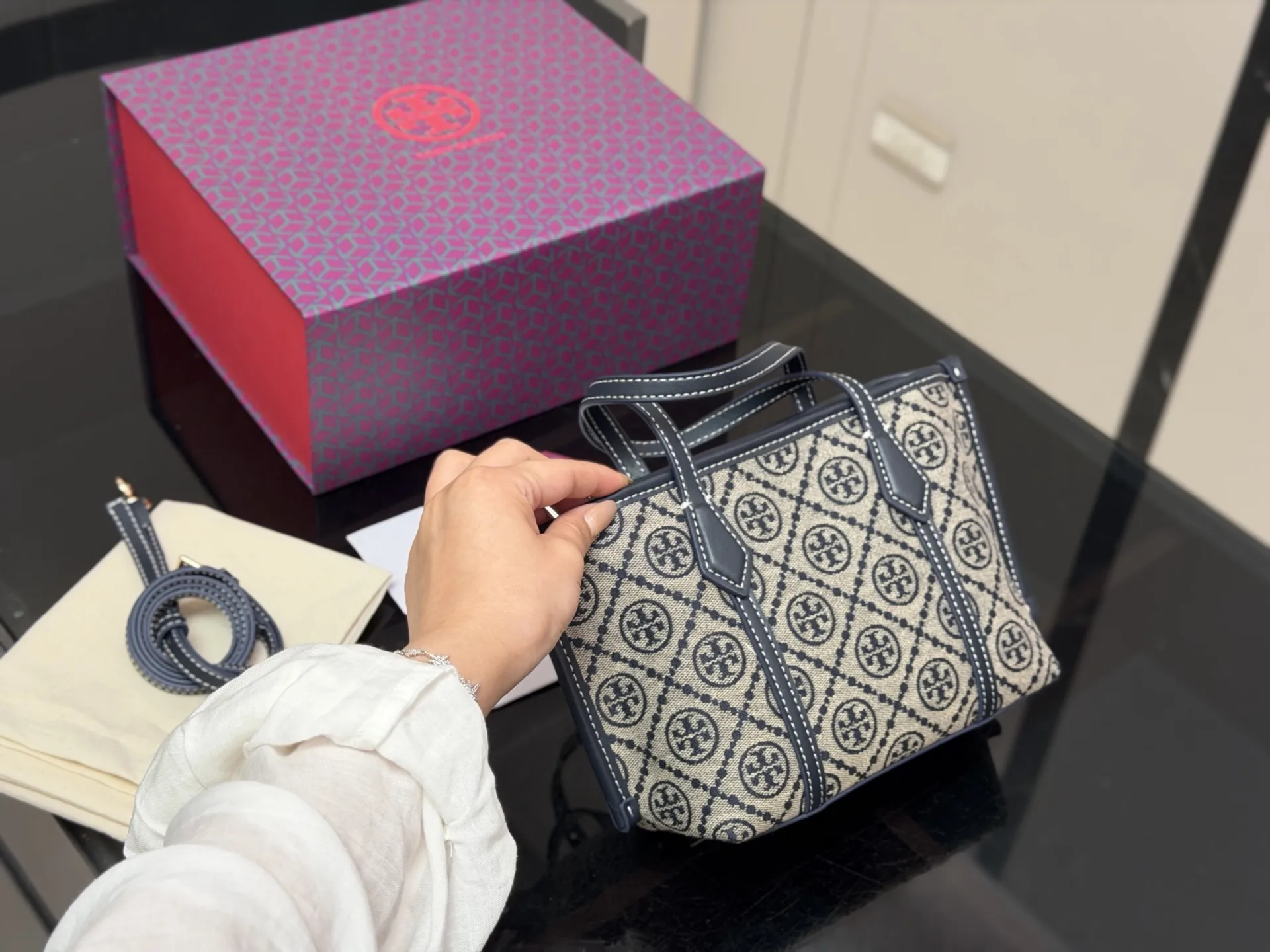Perry Mini Monogram Jacquard Tote Bag D31018284 — view 2