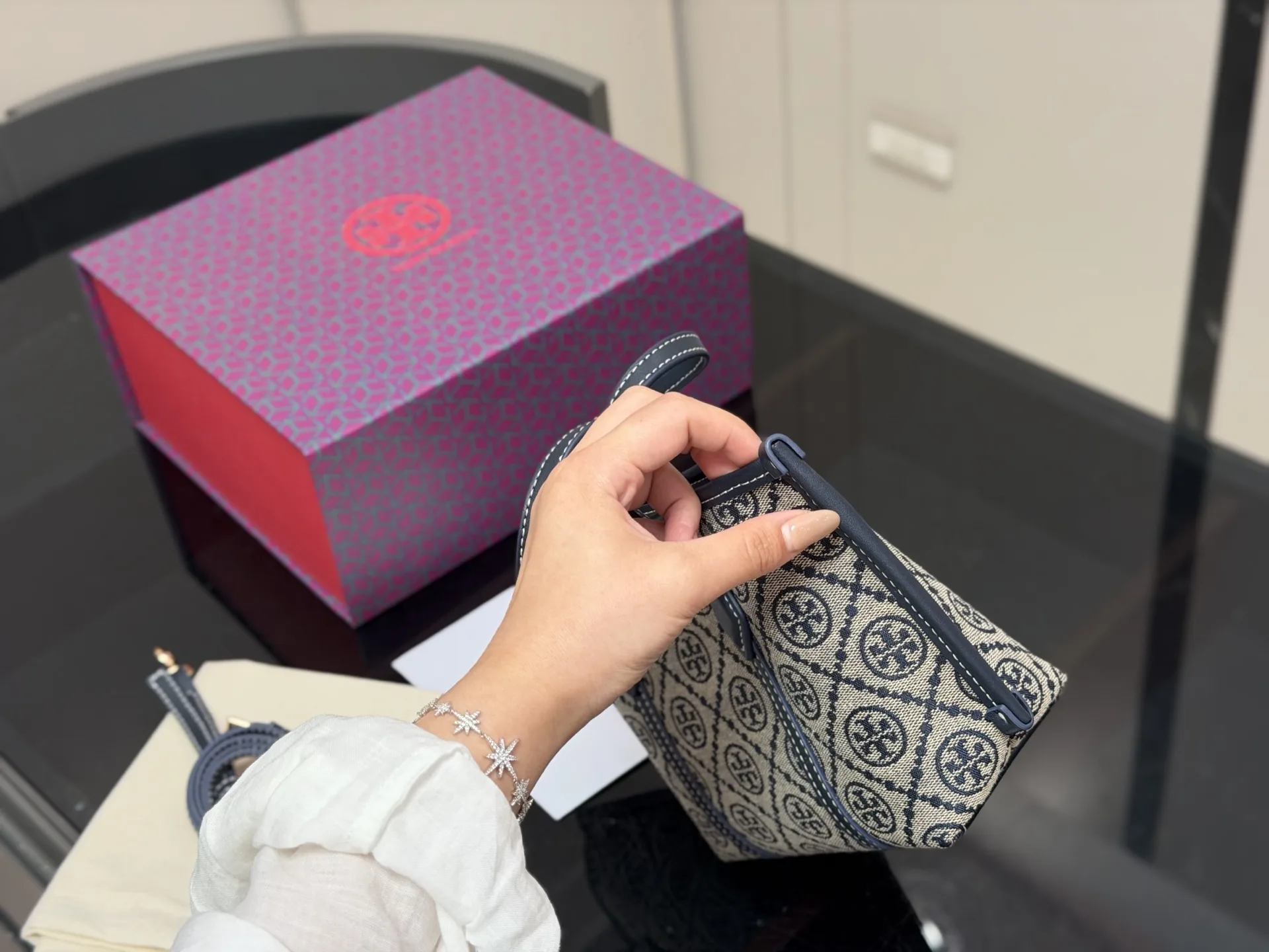 Perry Mini Monogram Jacquard Tote Bag D31018284 — view 6