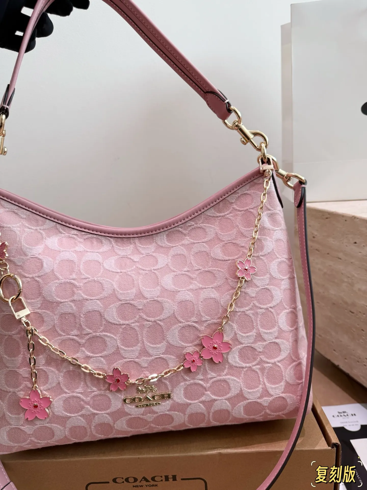 Coach Monogram Canvas Shoulder Bag with Charm D32018366 — view 2