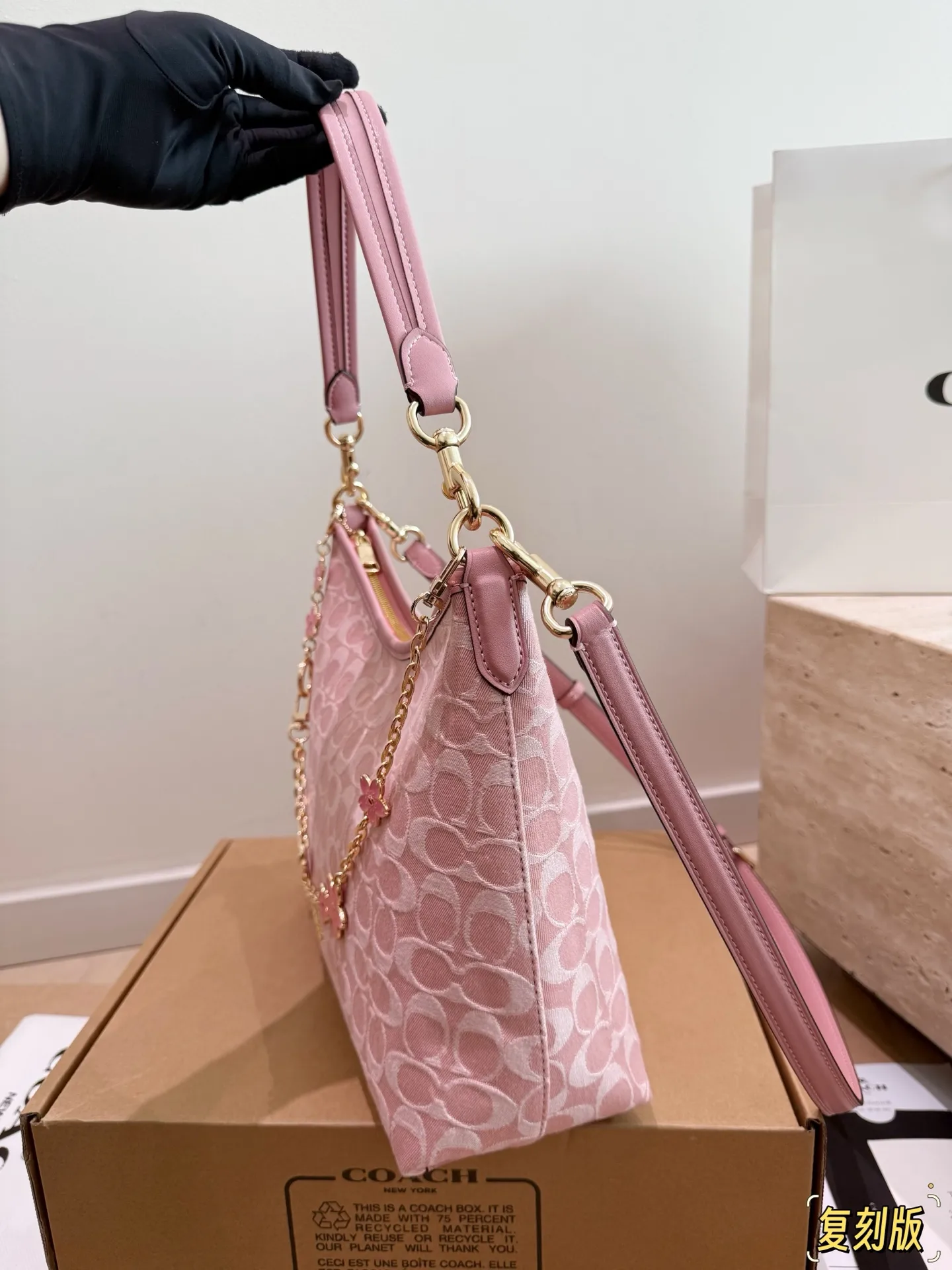 Coach Monogram Canvas Shoulder Bag with Charm D32018366 — view 5