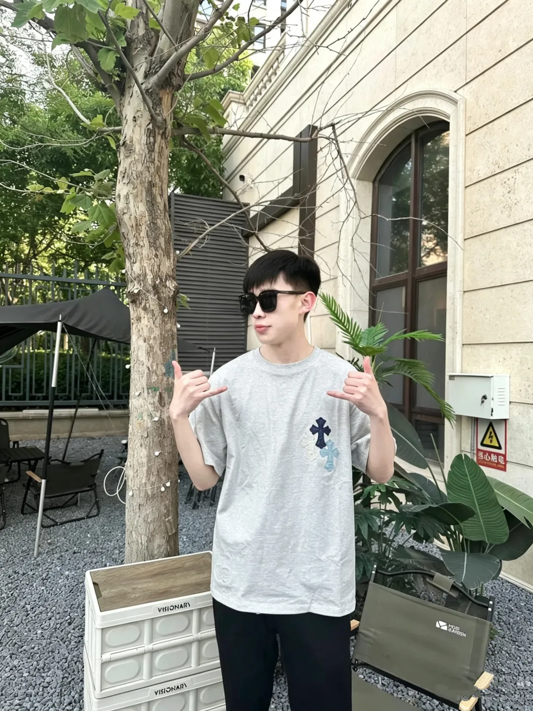 Leather Patch Heavyweight Cotton T-Shirt D12523681 — view 3