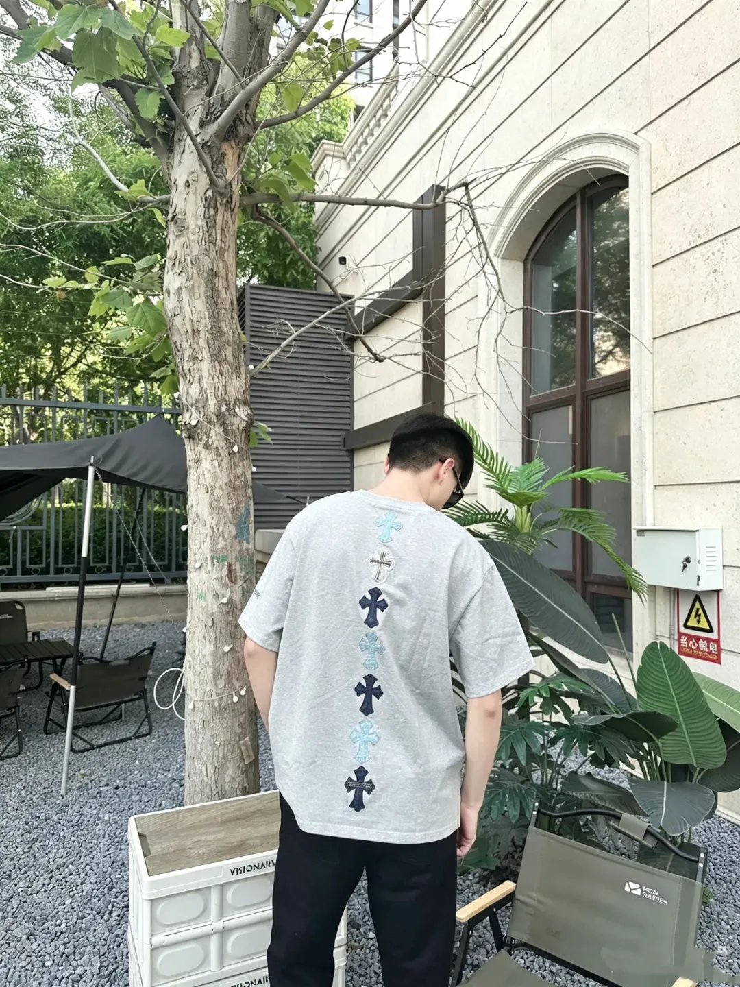 Leather Patch Heavyweight Cotton T-Shirt D12523681 — view 4