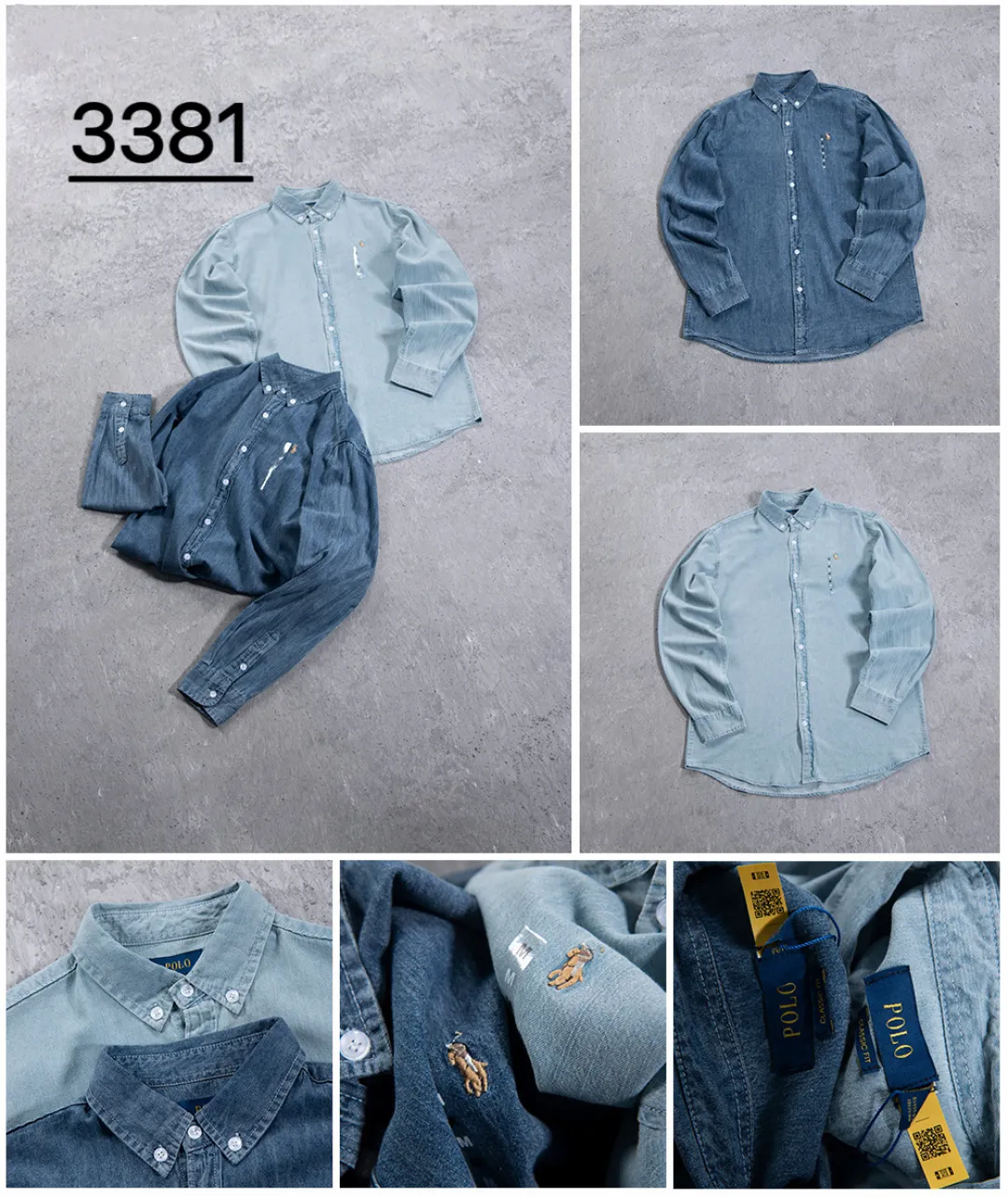Embroidered Logo Washed Denim Shirt D17523701