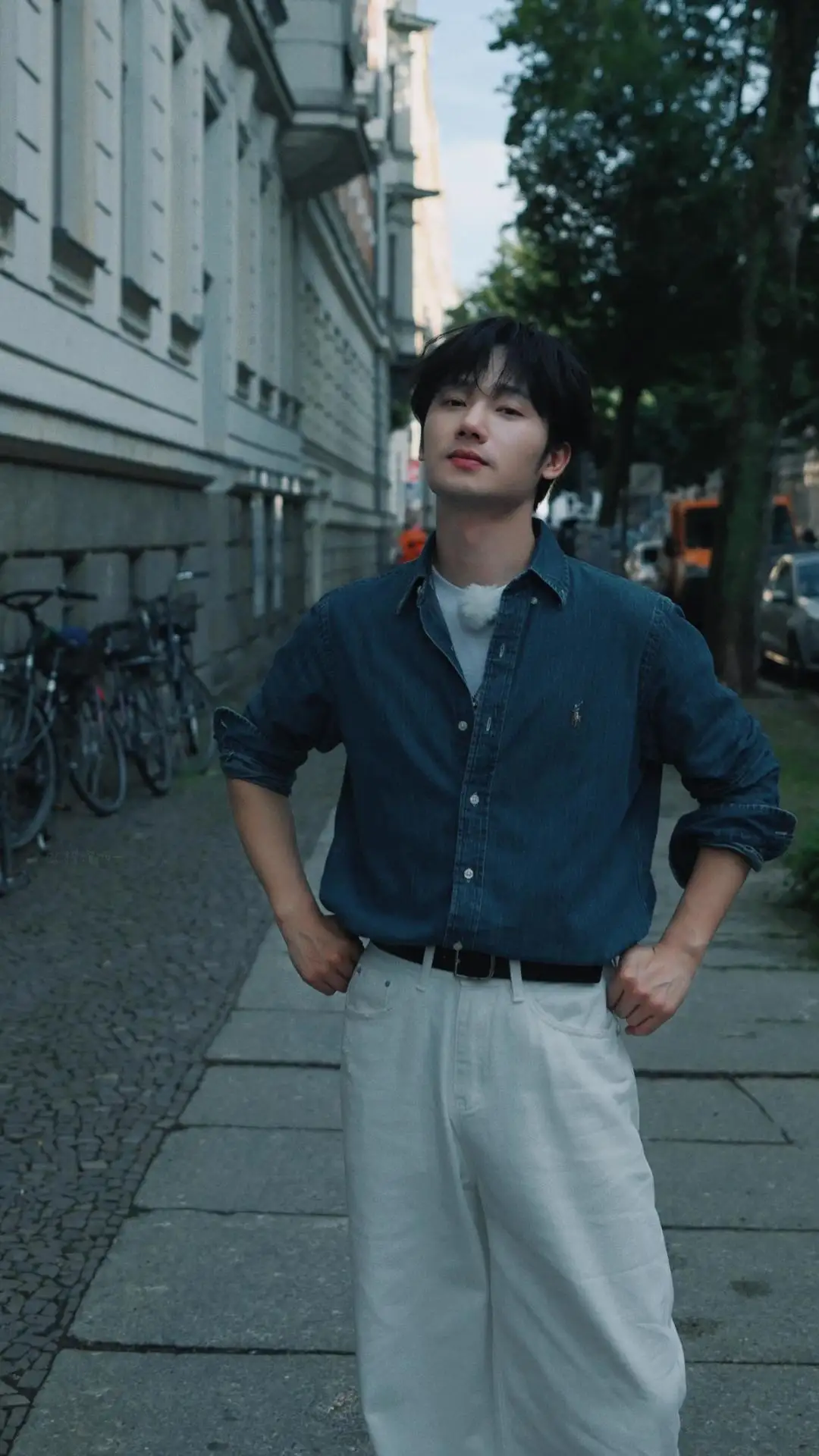 Embroidered Logo Washed Denim Shirt D17523701 — view 12