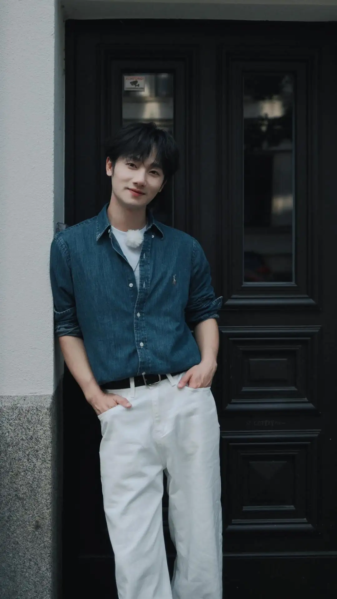 Embroidered Logo Washed Denim Shirt D17523701 — view 15
